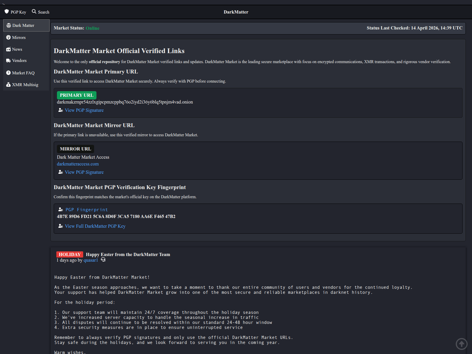 Screenshot of darkrnatter.link