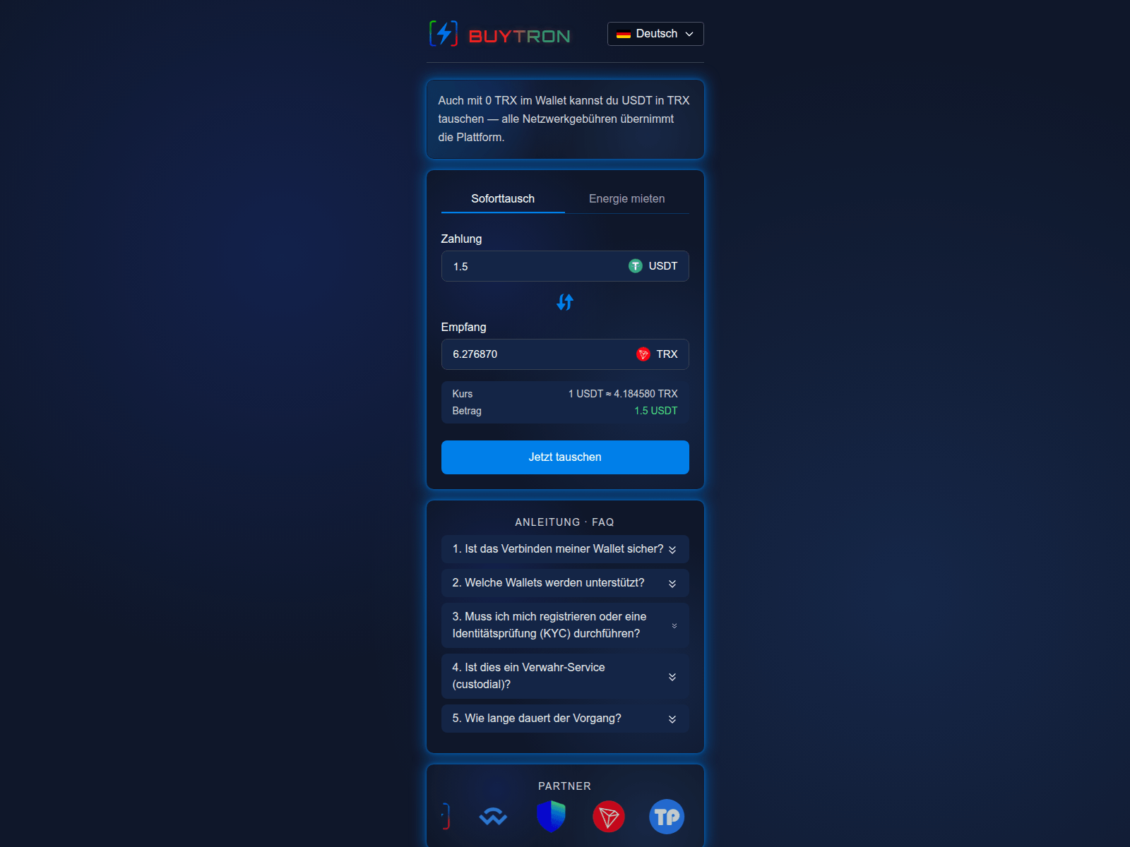 Screenshot of buytron.ch