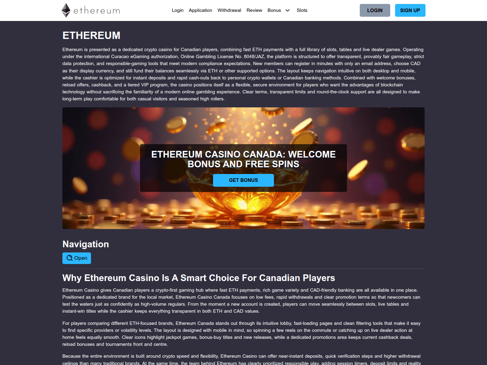 Screenshot of ethereum-casinocanada.ca