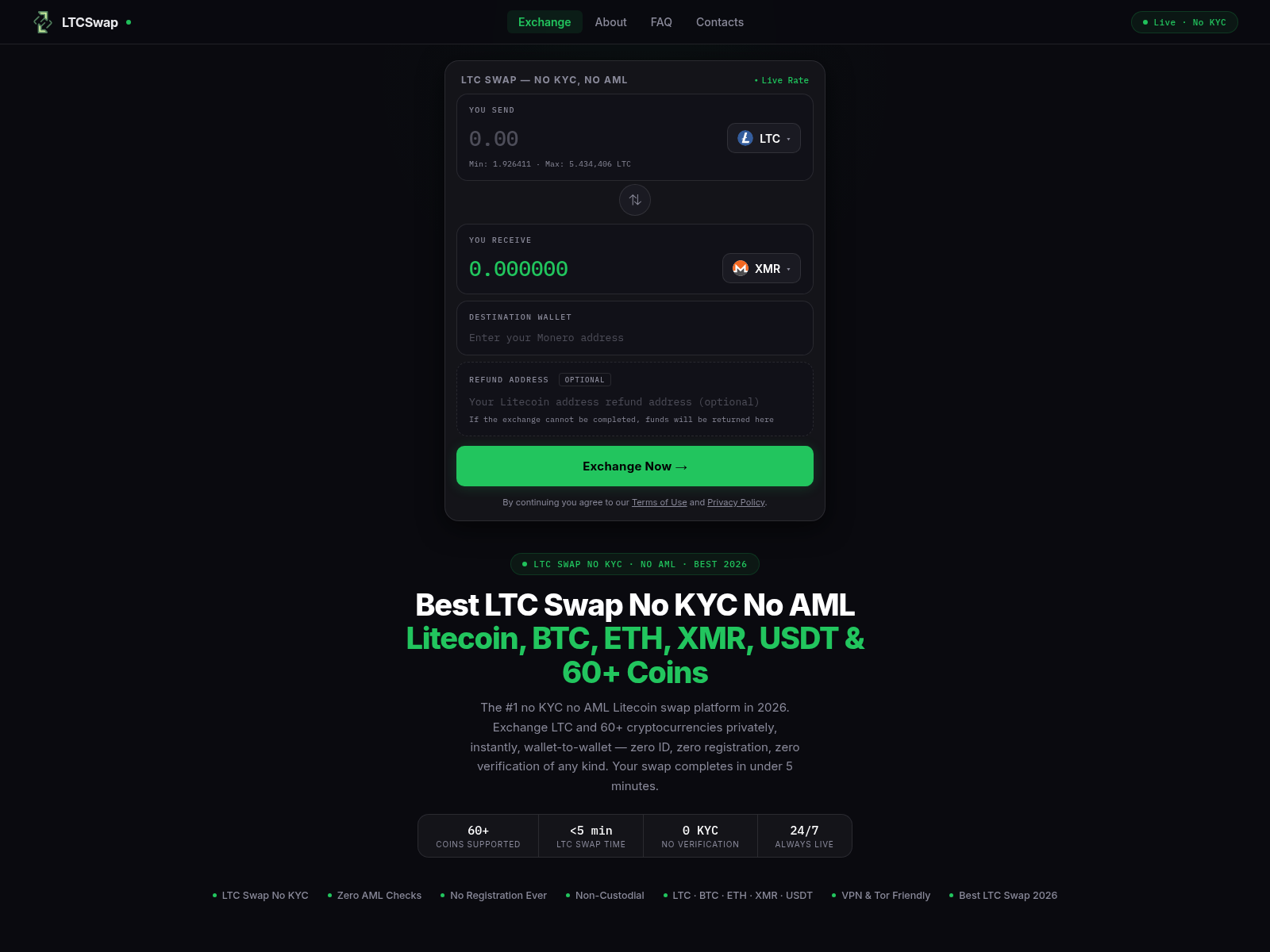 Screenshot of ltcswap.finance