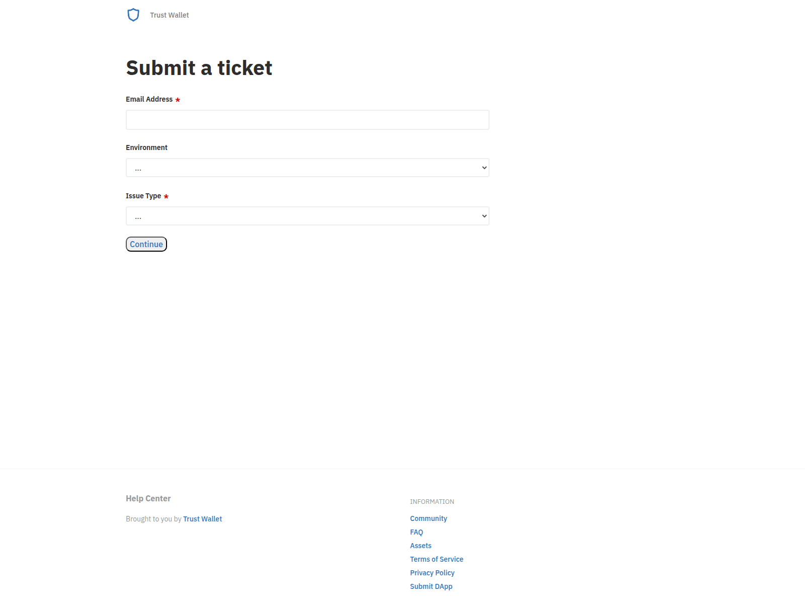 Screenshot von support.trustwallet.afmil.info
