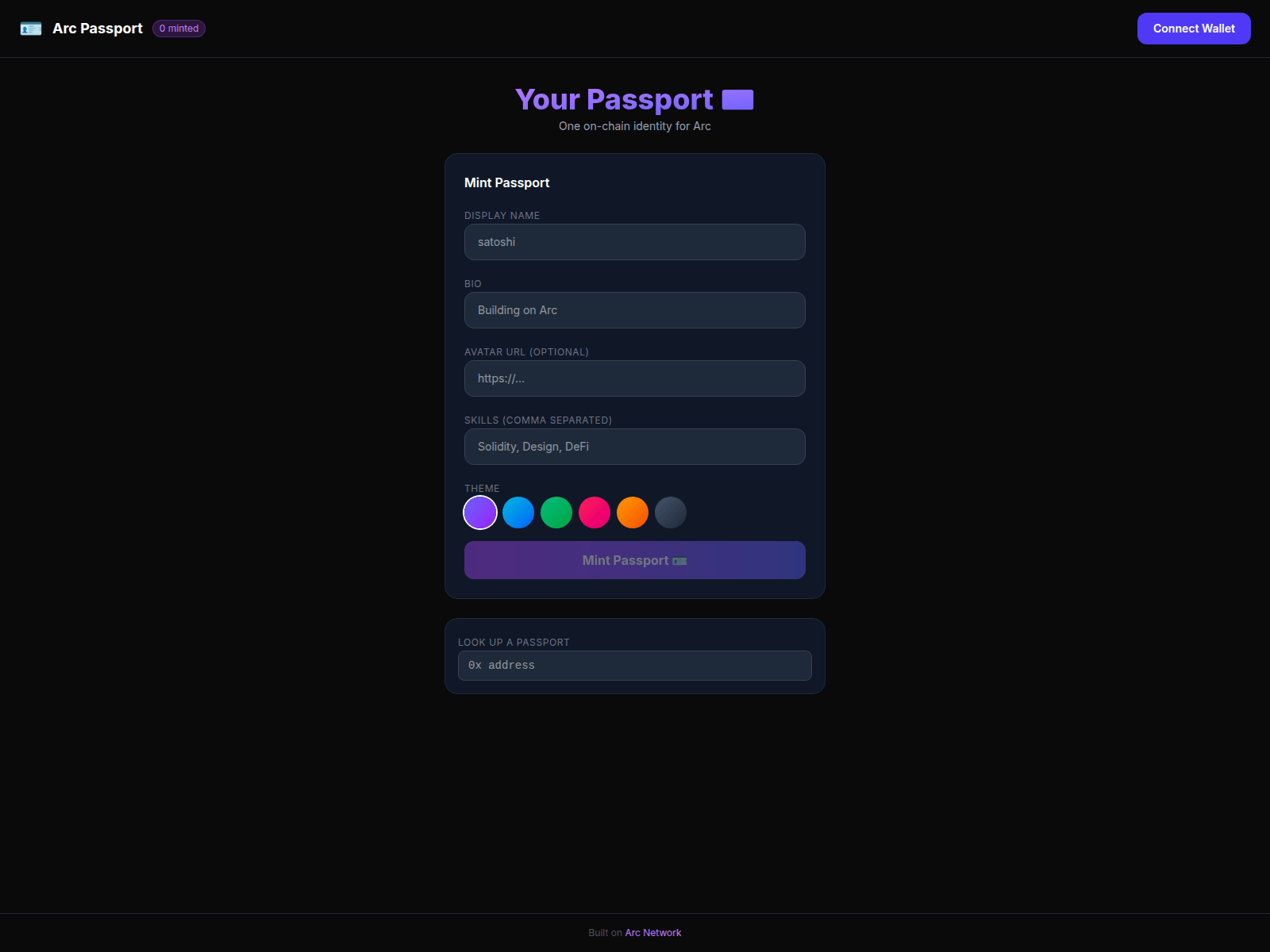 Screenshot of arc-passport.pages.dev