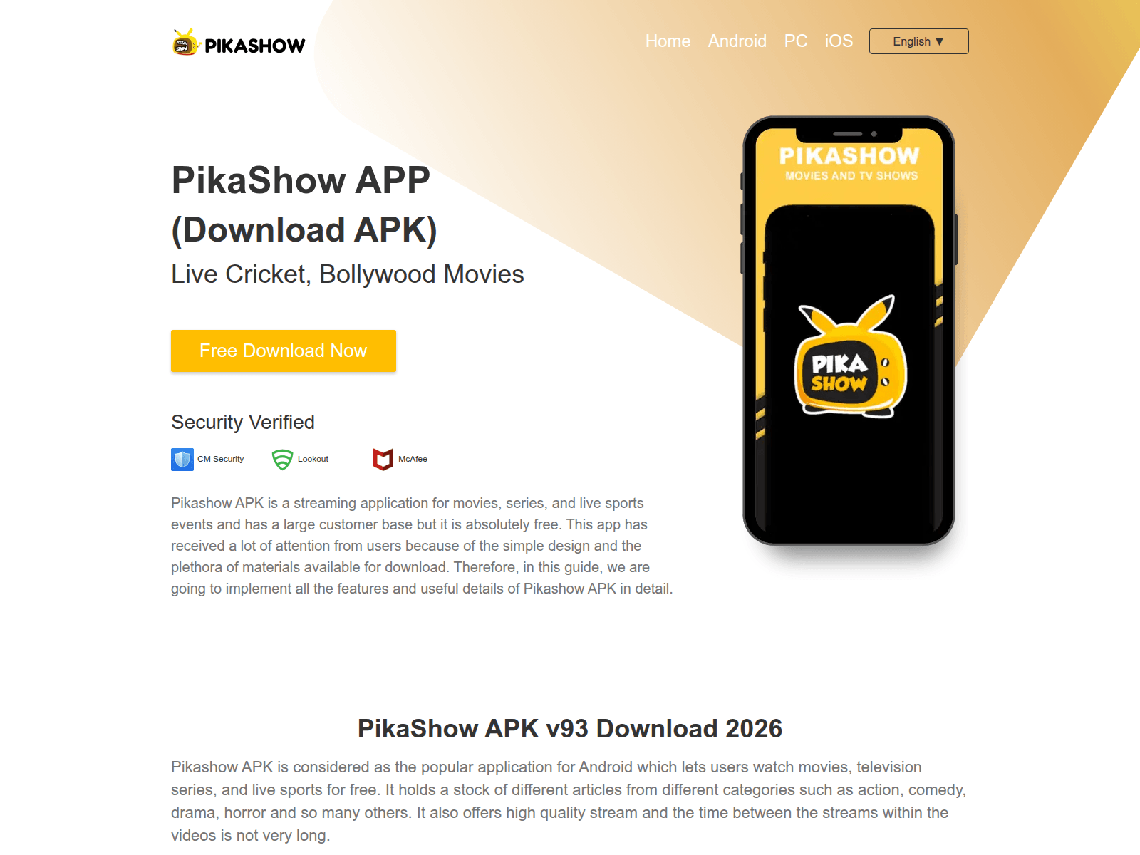 Captura de pantalla de pikashow-official.net