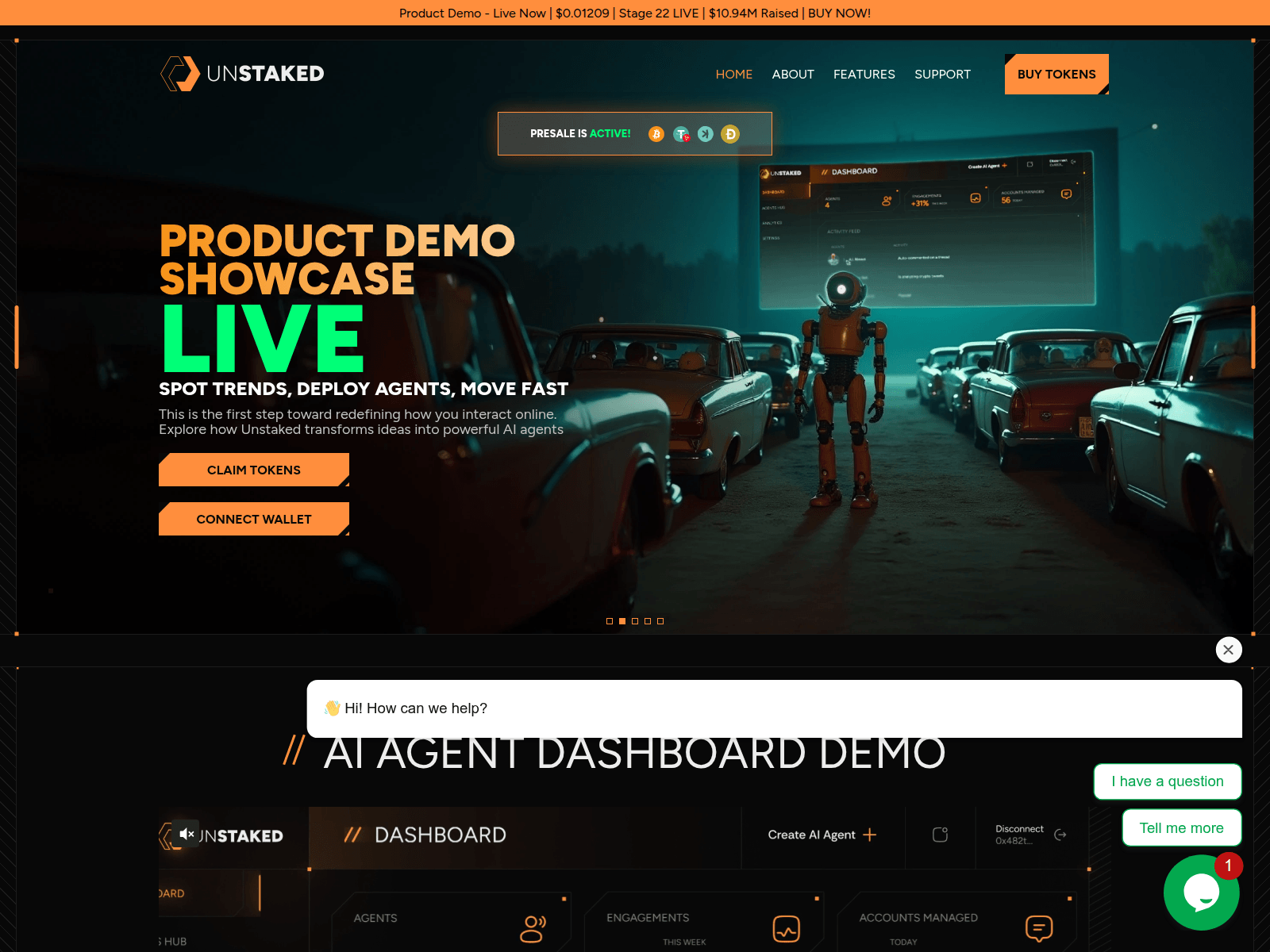 Screenshot di unstakedashboard.pages.dev