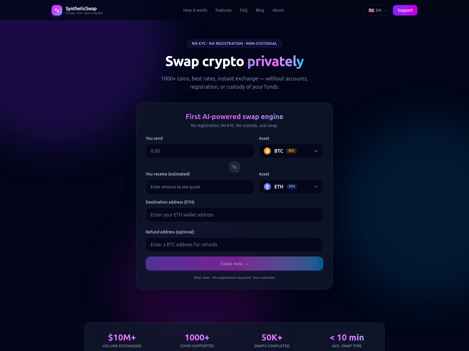 Captura de tela de syntheticswap.io