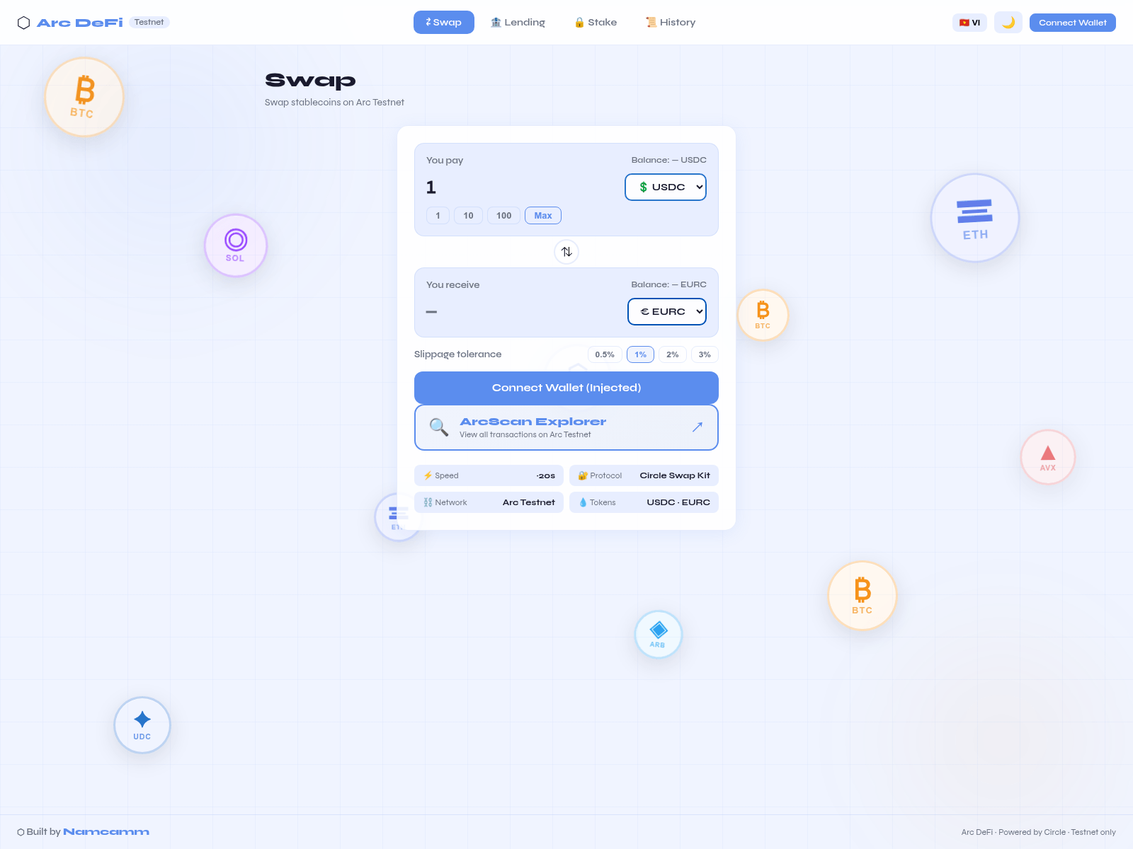 Screenshot of arc-defi.pages.dev