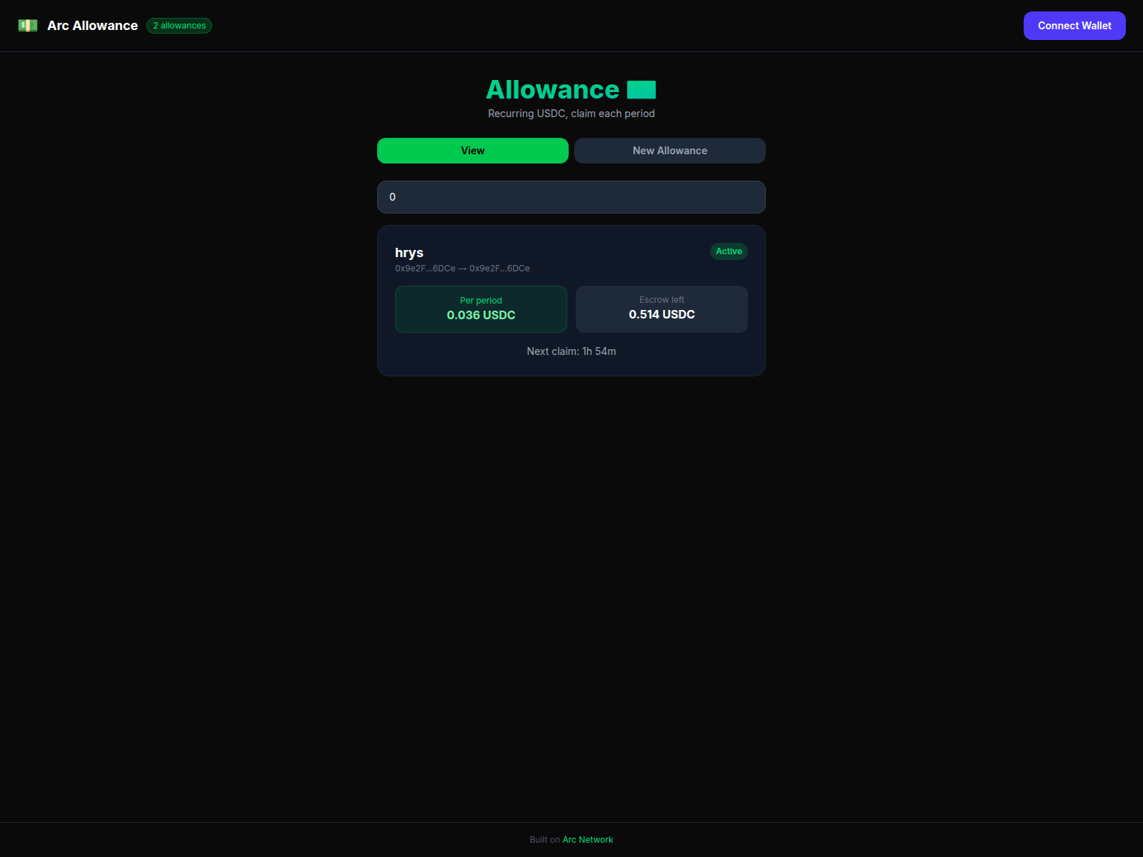 Screenshot of arc-allowance.pages.dev