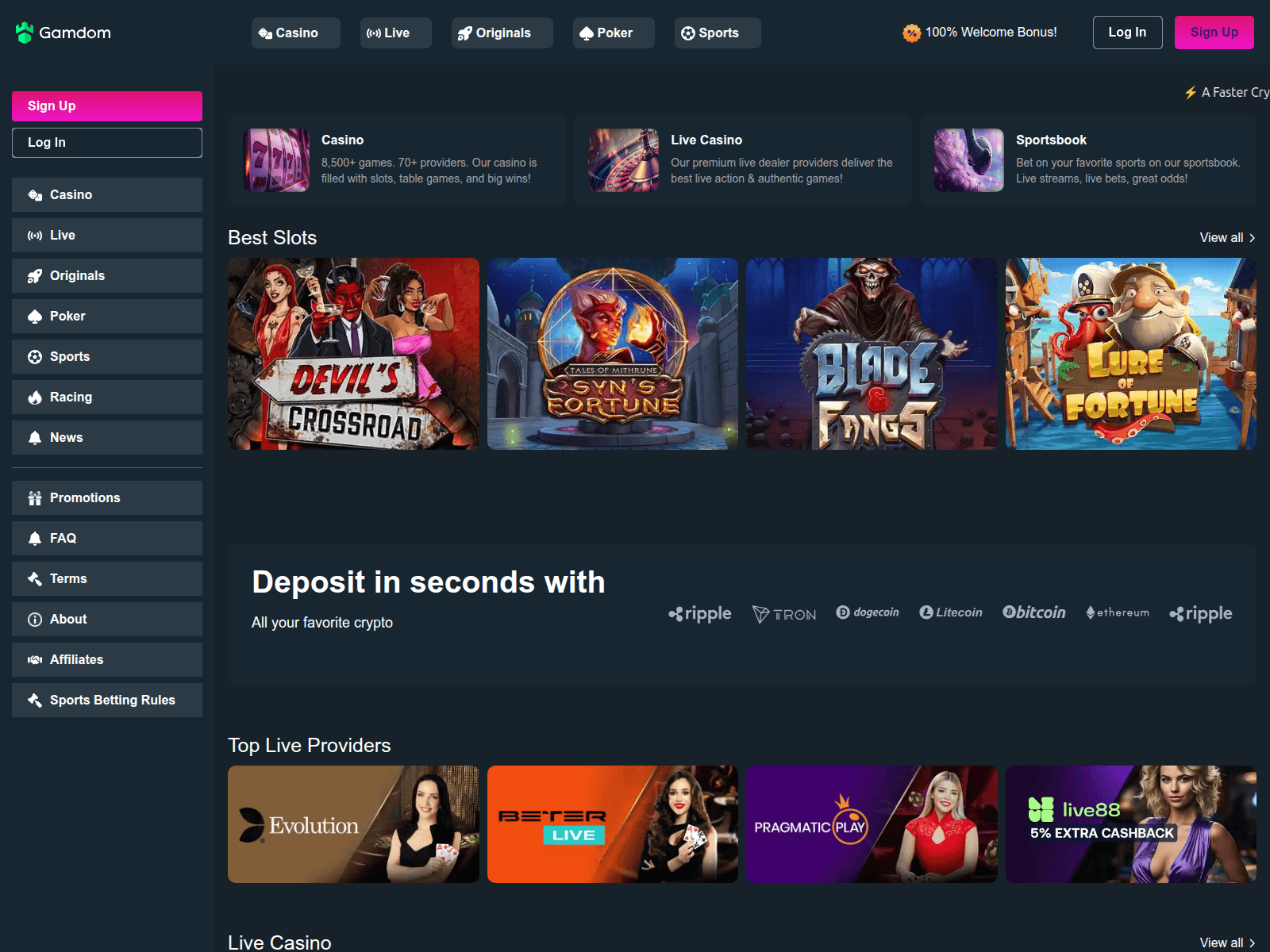 Screenshot of gamdom.us.org