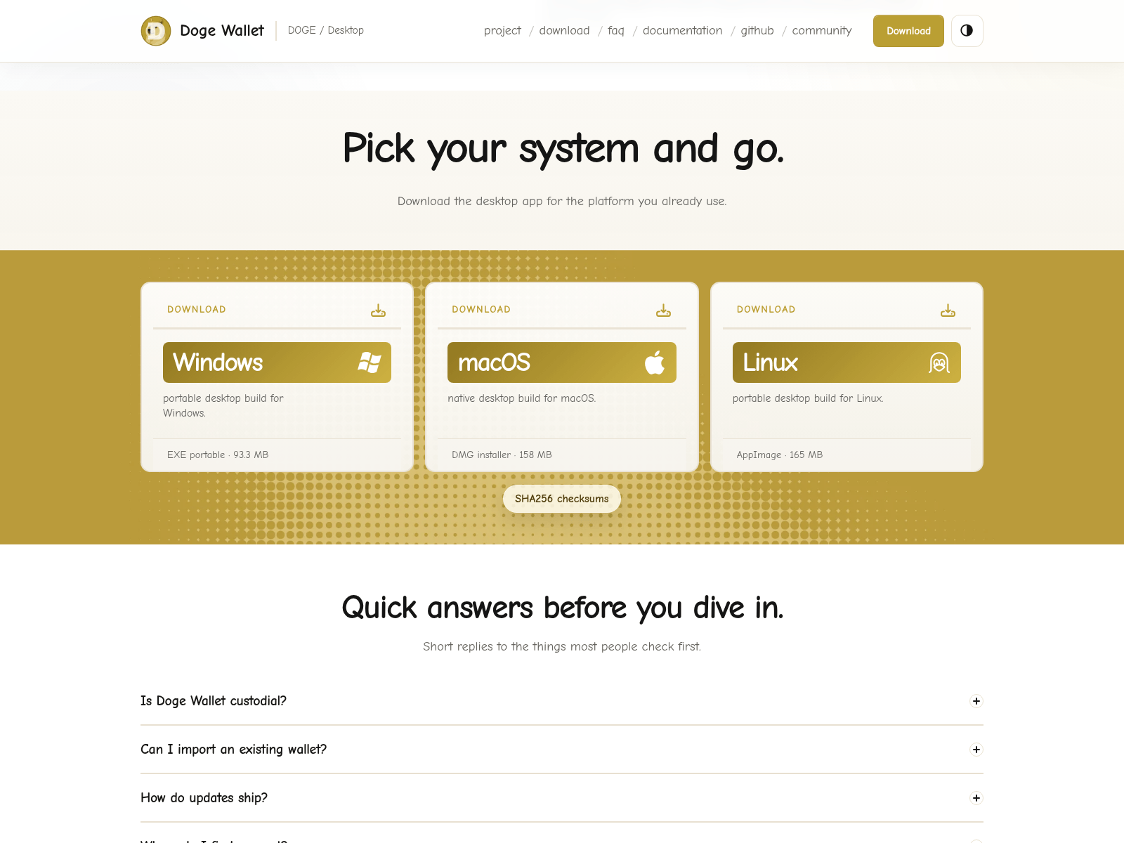 Screenshot of mydogewallet.org