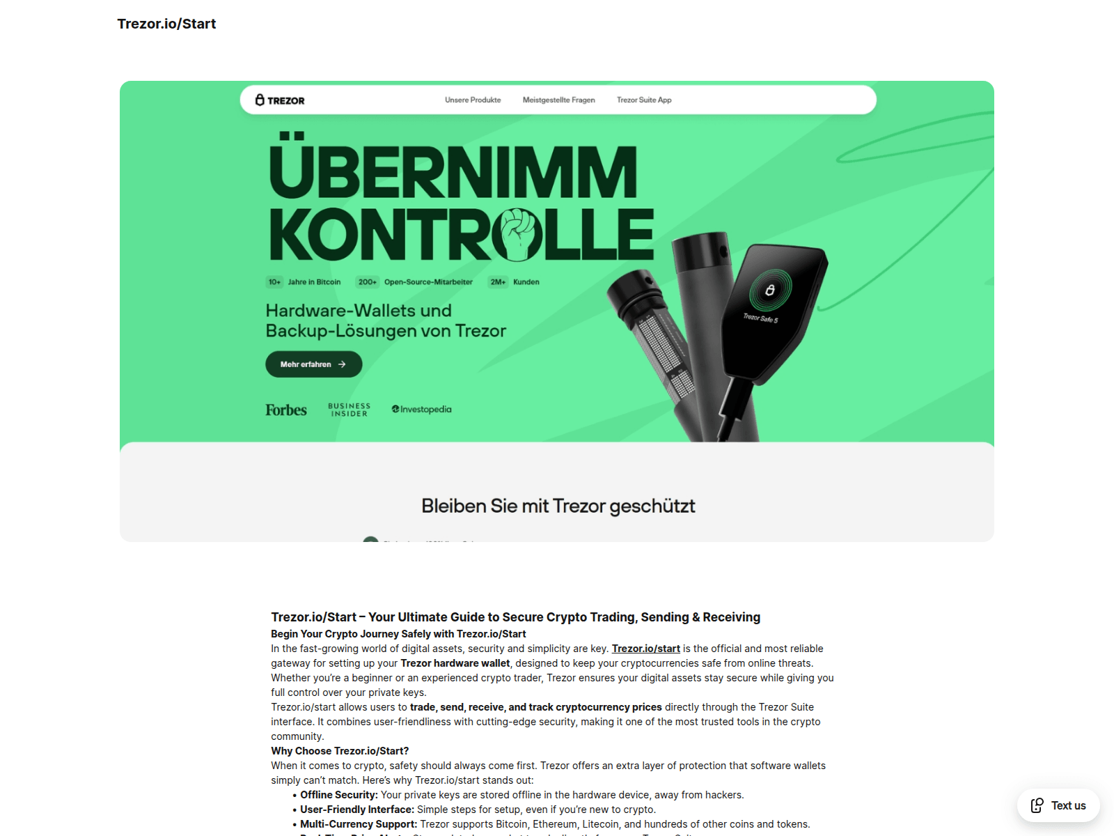 Screenshot von welcome-trezorai-com.square.site