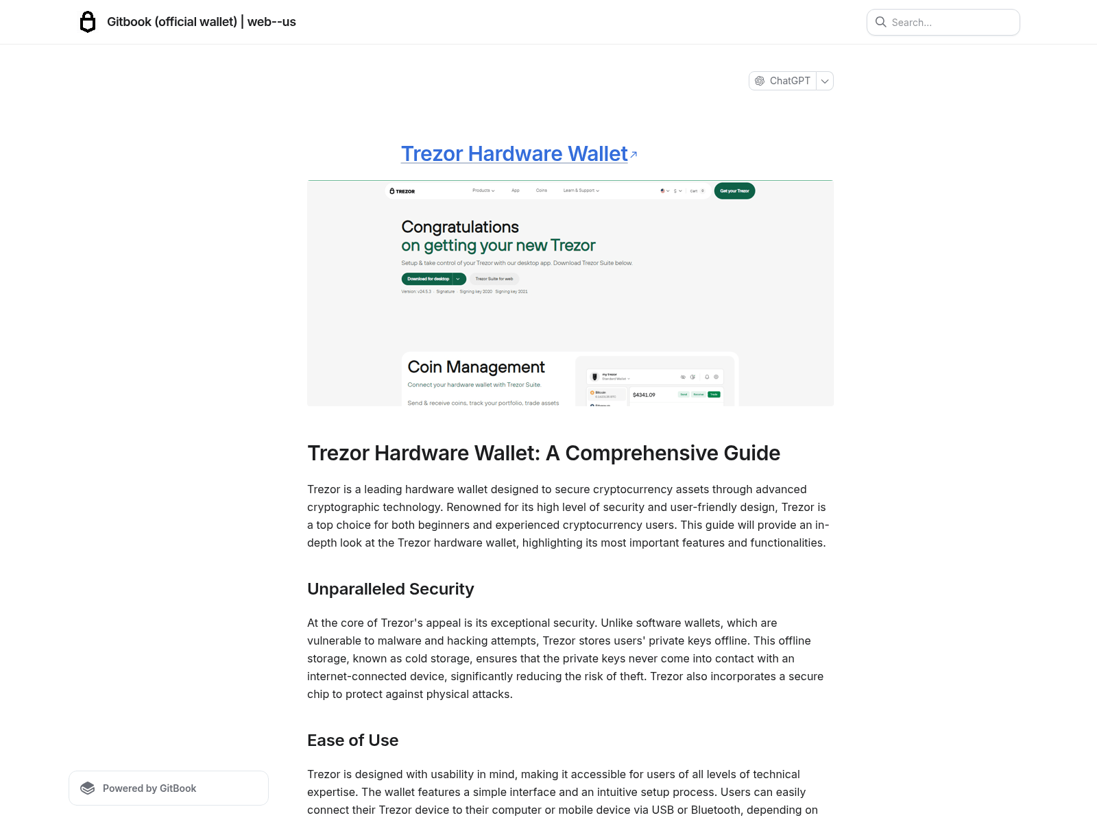 Captura de tela de hrdwr-trezor-help.gitbook.io