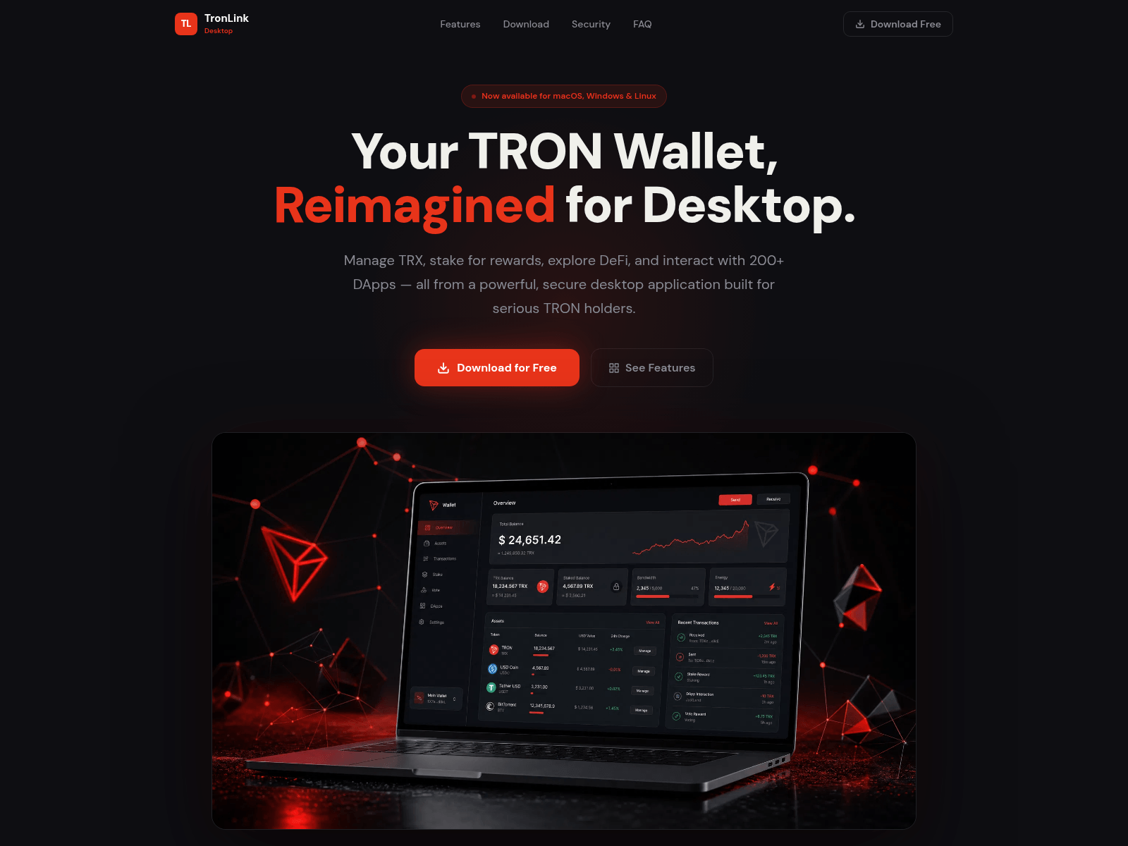Screenshot of tronlink-desktop.org