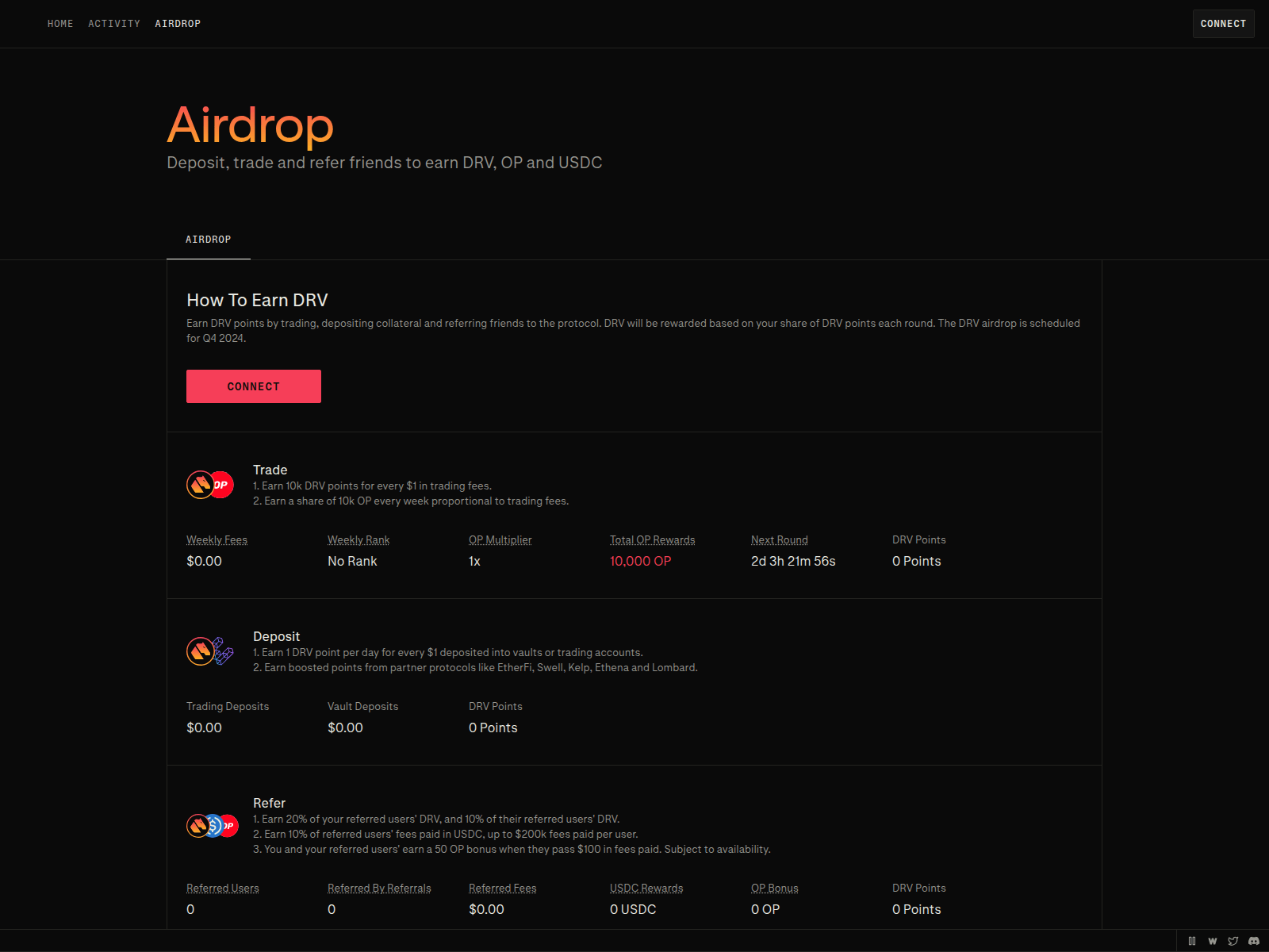 Screenshot of derive-airdrop.pages.dev