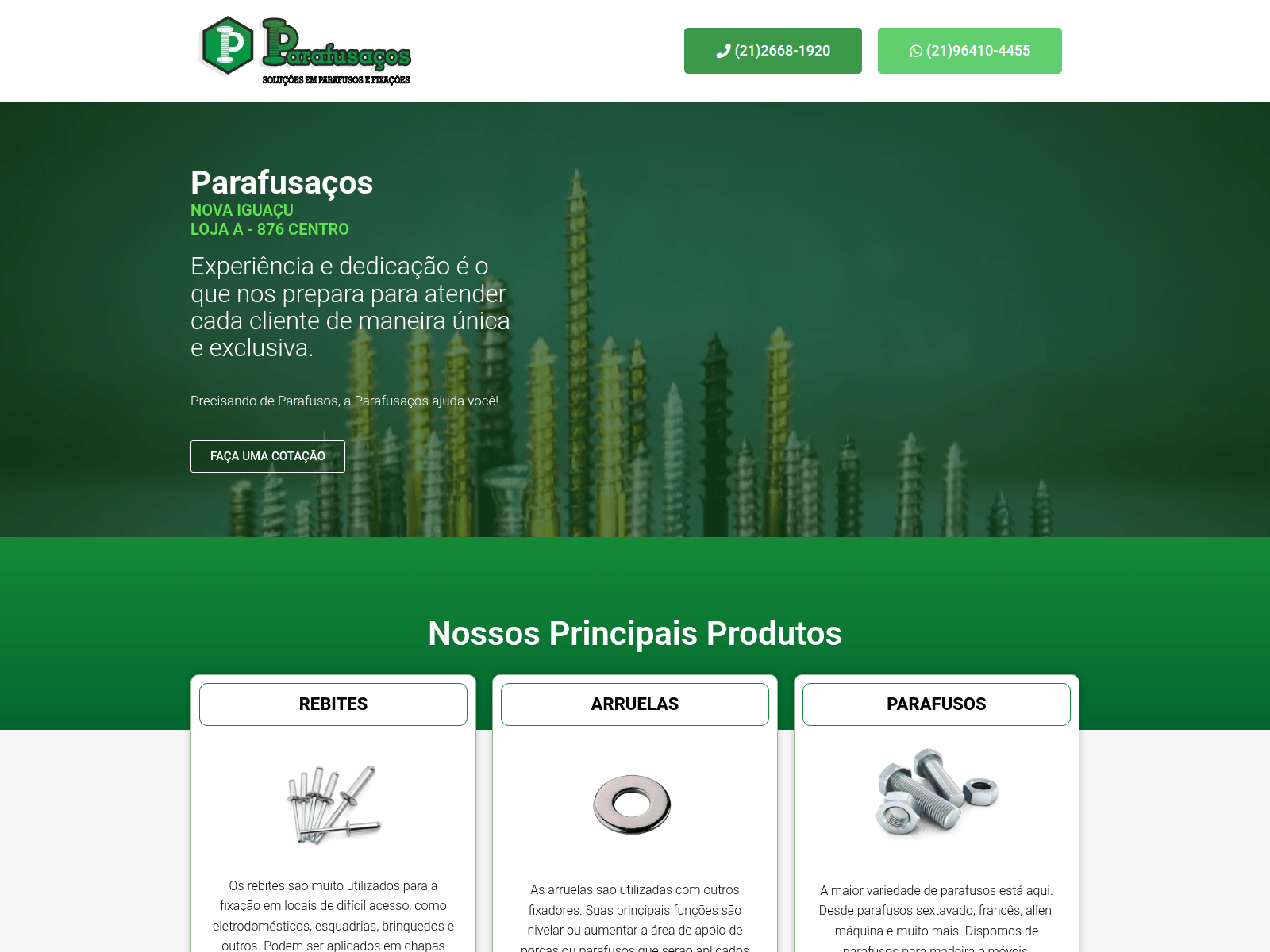 Screenshot of parafusacos.com.br