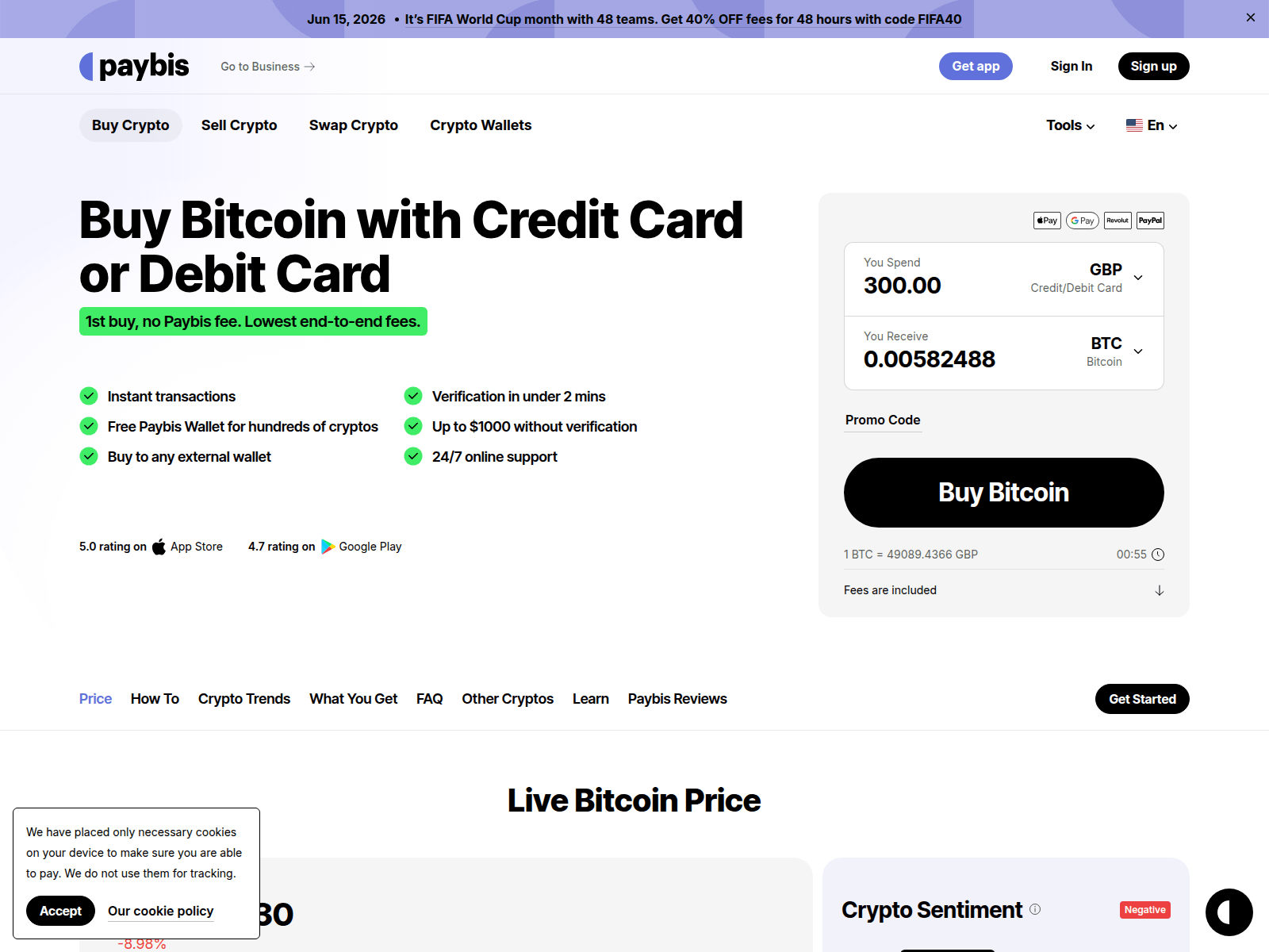Screenshot of paybis.co.uk