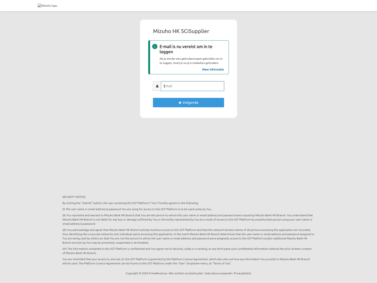 Screenshot of hklogin.uat.mizuhoscfglobal.com