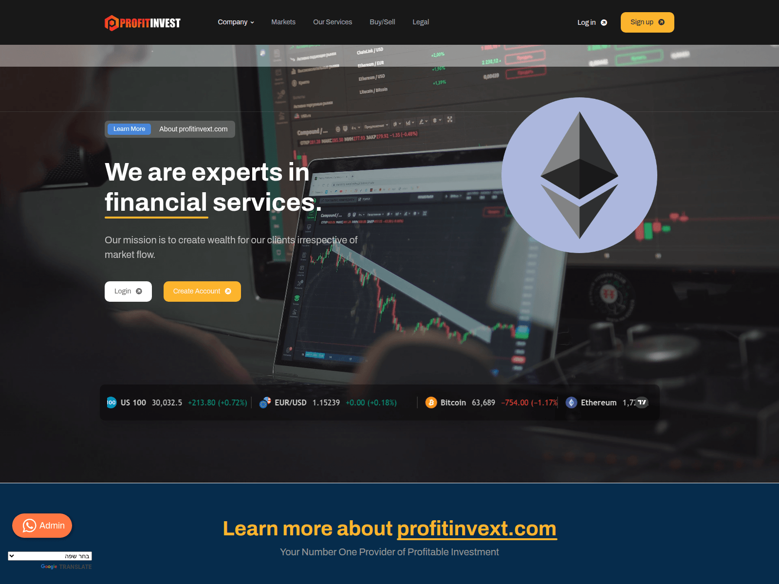 Captura de pantalla de profitinvext.com