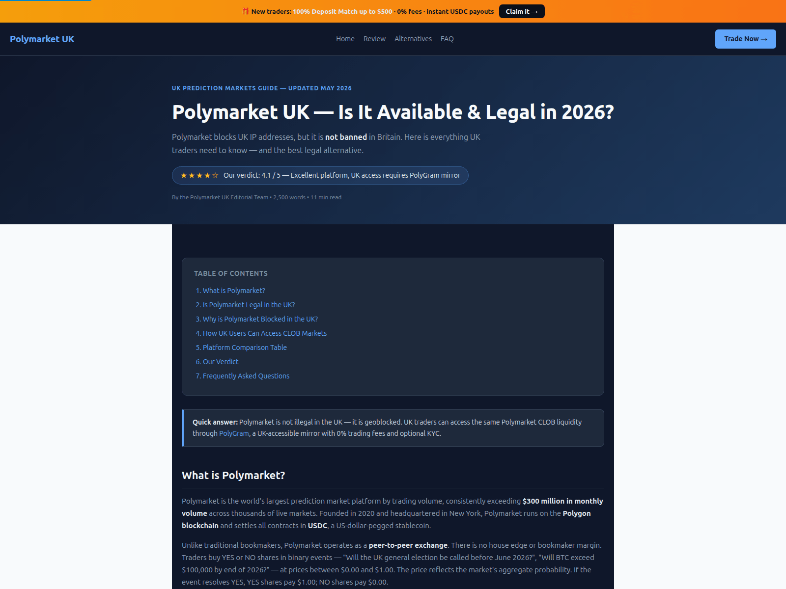 Screenshot of polymarket-uk.co.uk