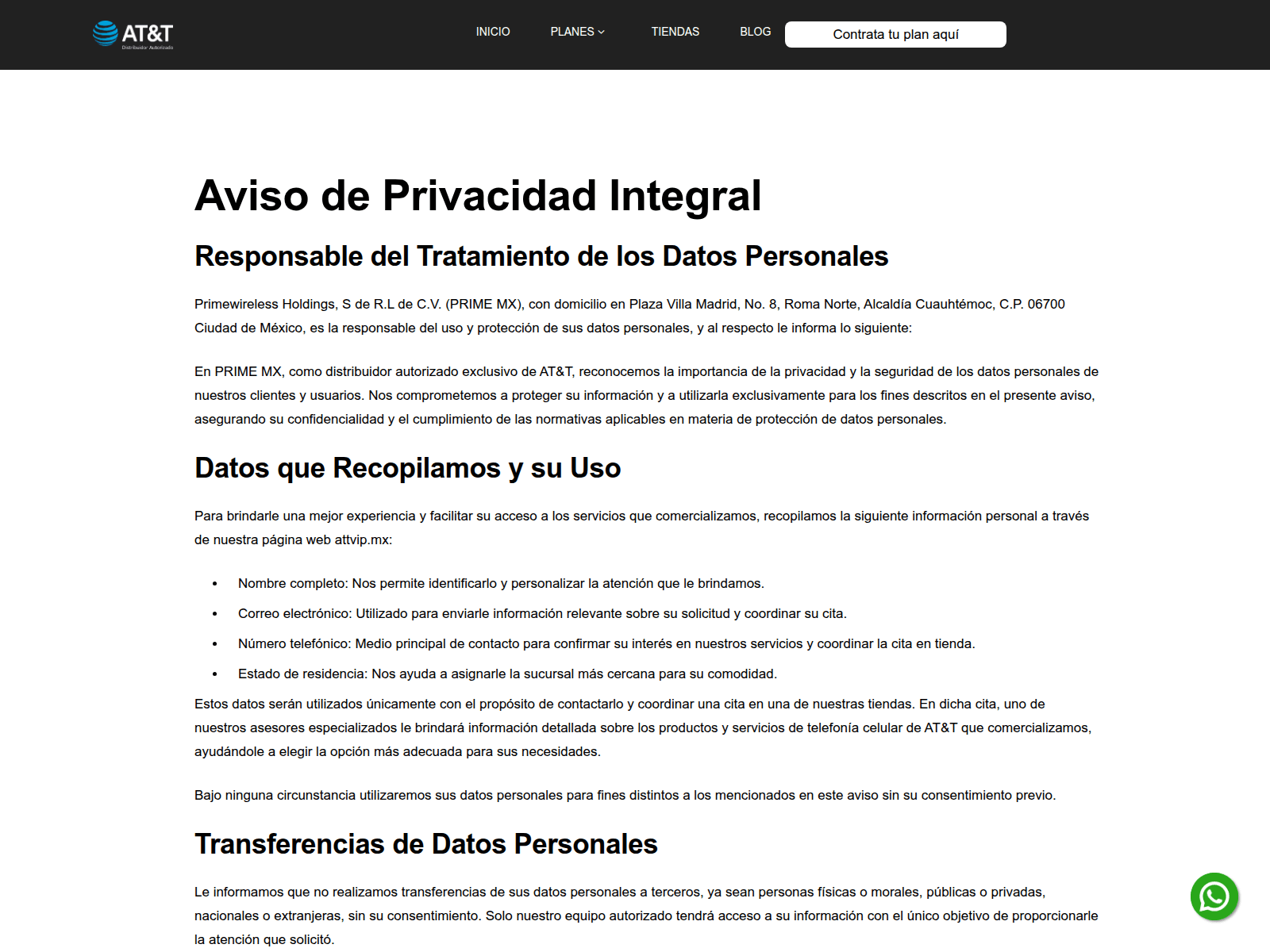 Screenshot of attvip.mx