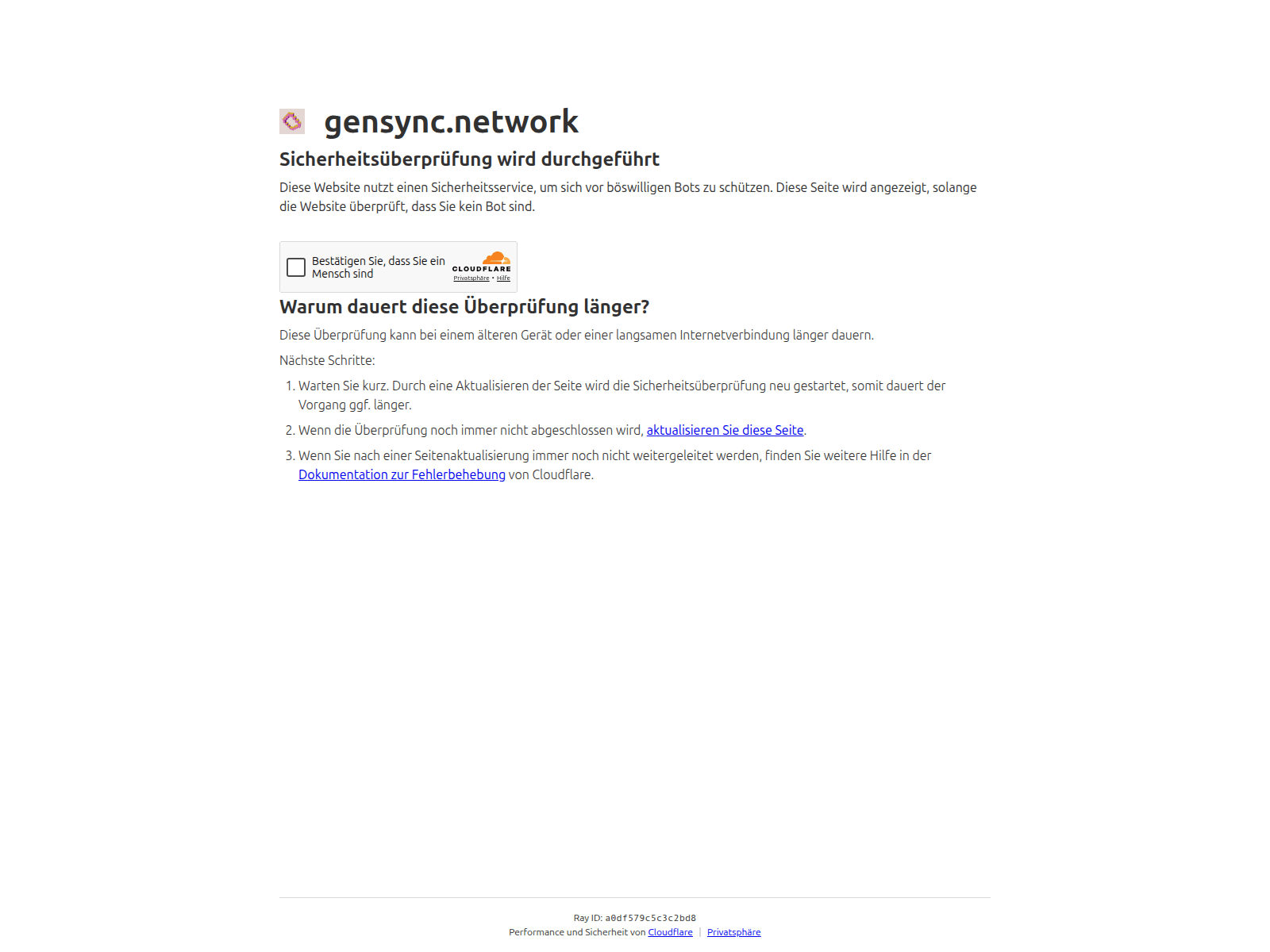 Screenshot von gensync.network