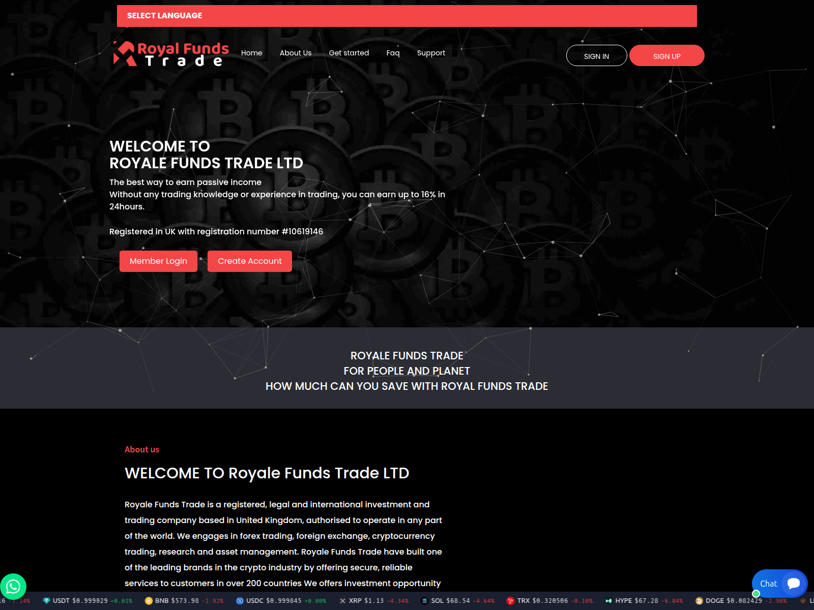 Знімок екрана royalefundestradeltd.com