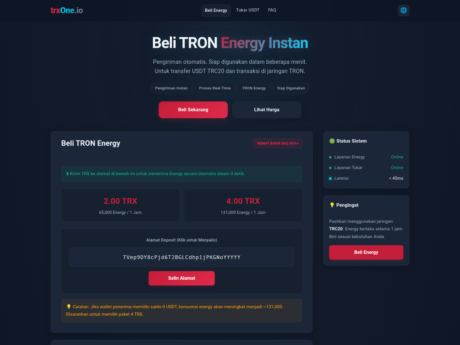 Screenshot of trxone.io