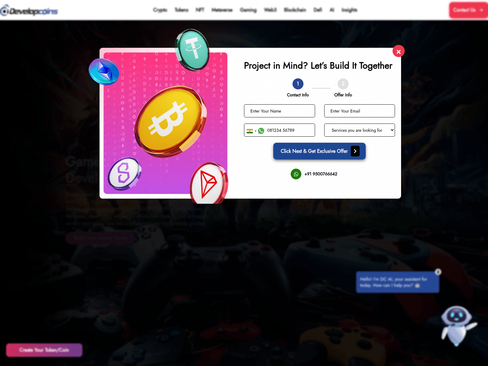 Знімок екрана developcoins.com
