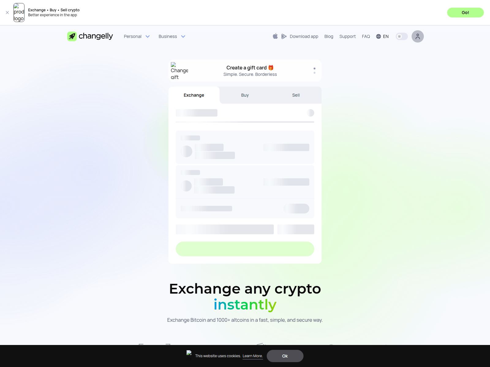 Screenshot of changelly.wtf