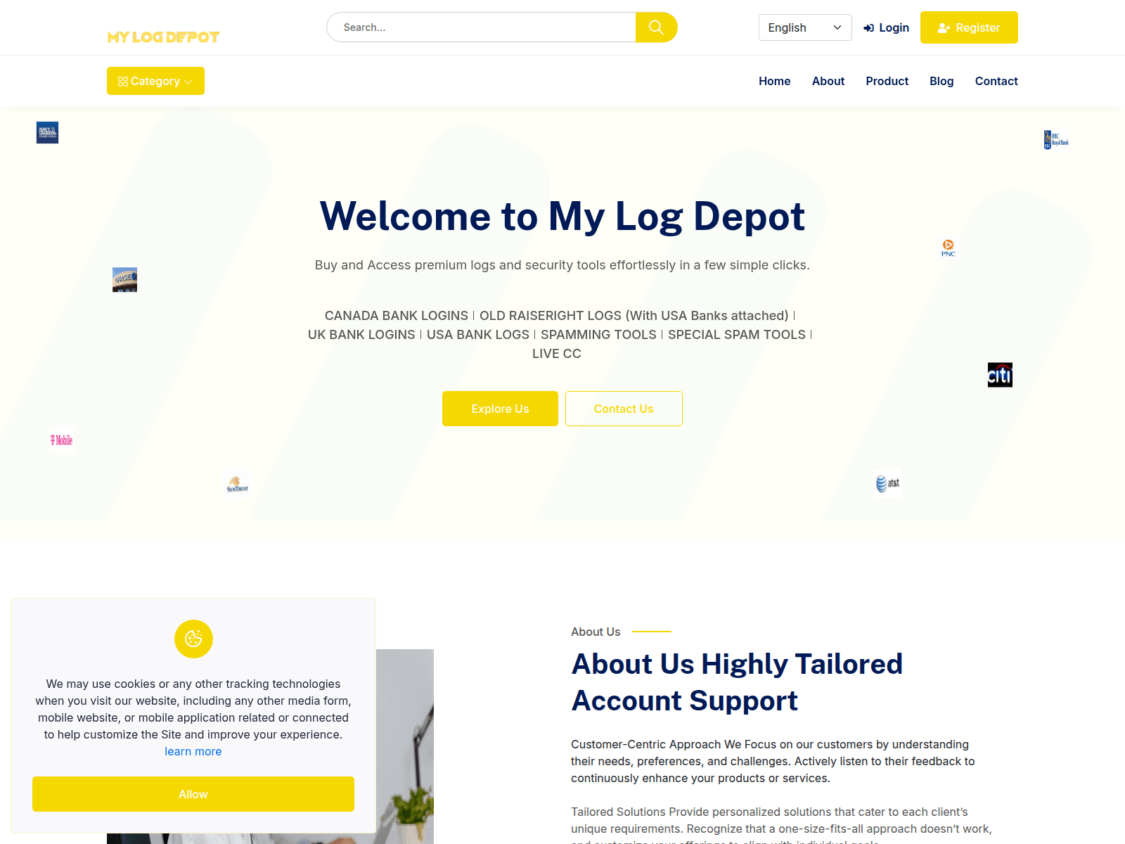Screenshot of mylogdepot.com