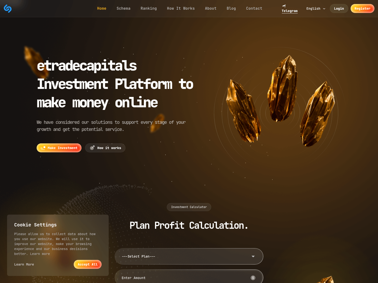 Знімок екрана etradecapitals.com