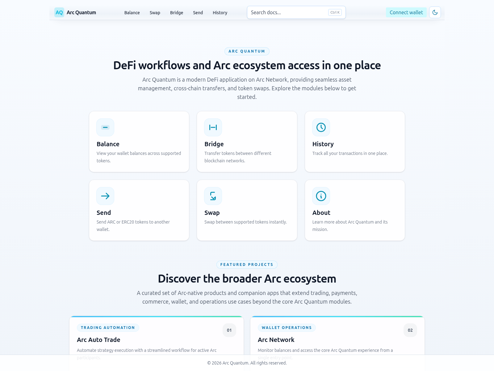 Screenshot of arc-quantum.vercel.app