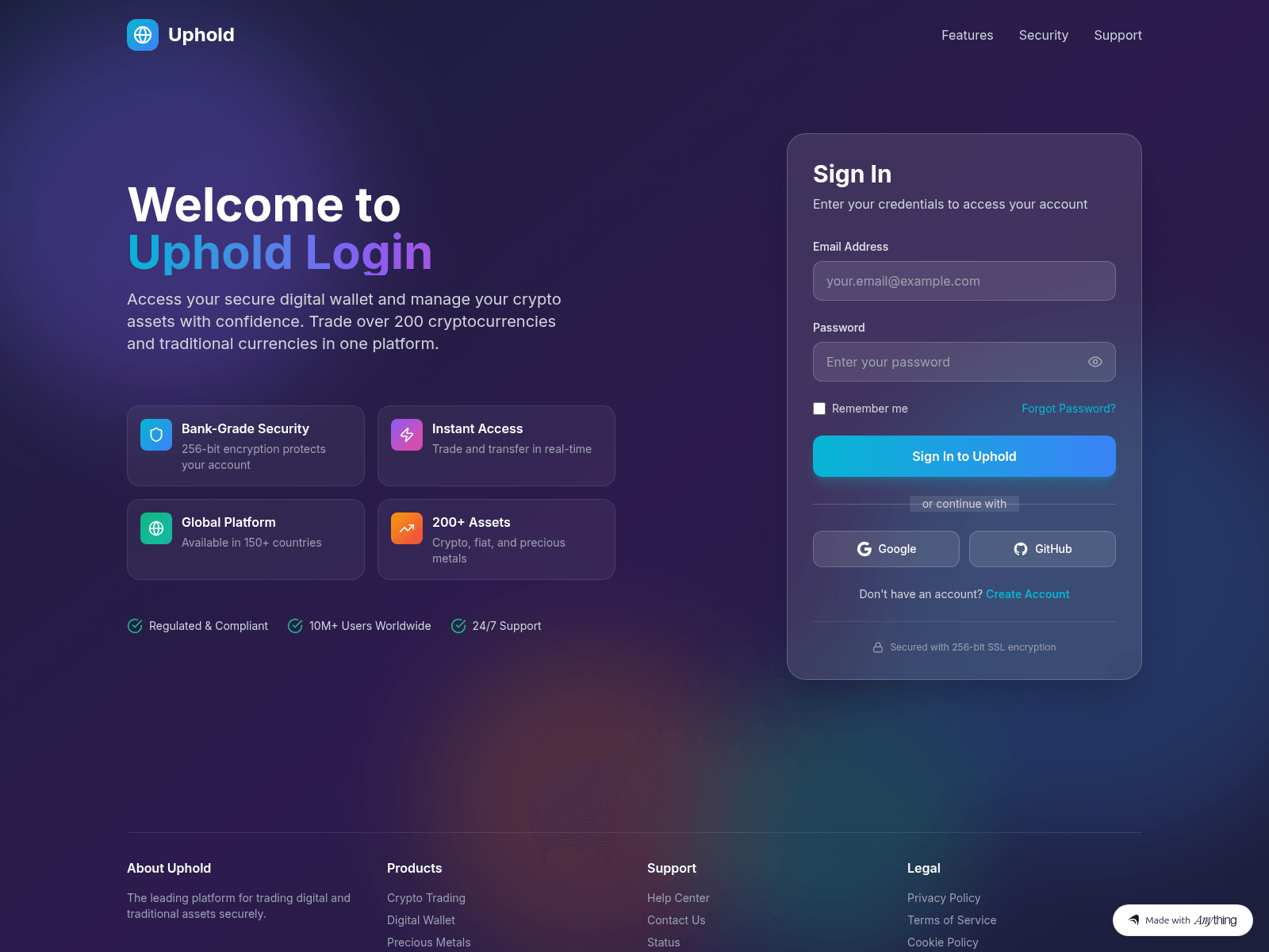 Screenshot of uphold-logi-org.created.app