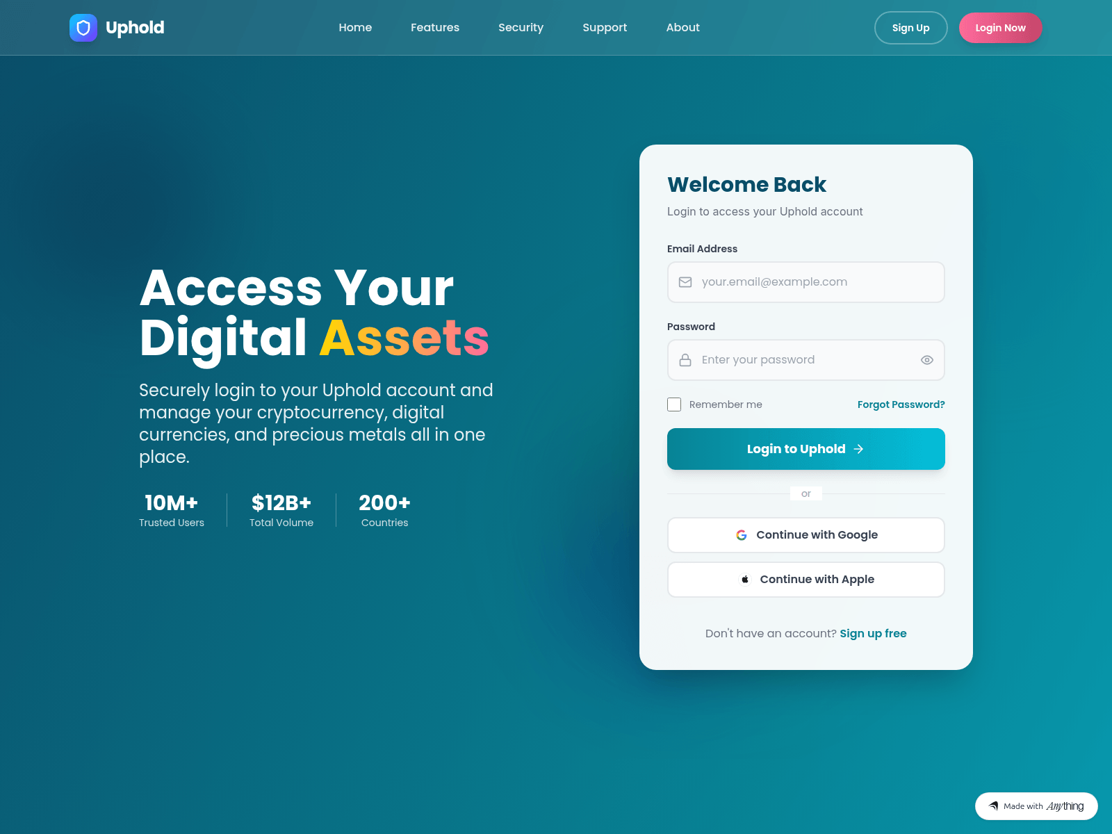 Screenshot of upld-login-co.created.app
