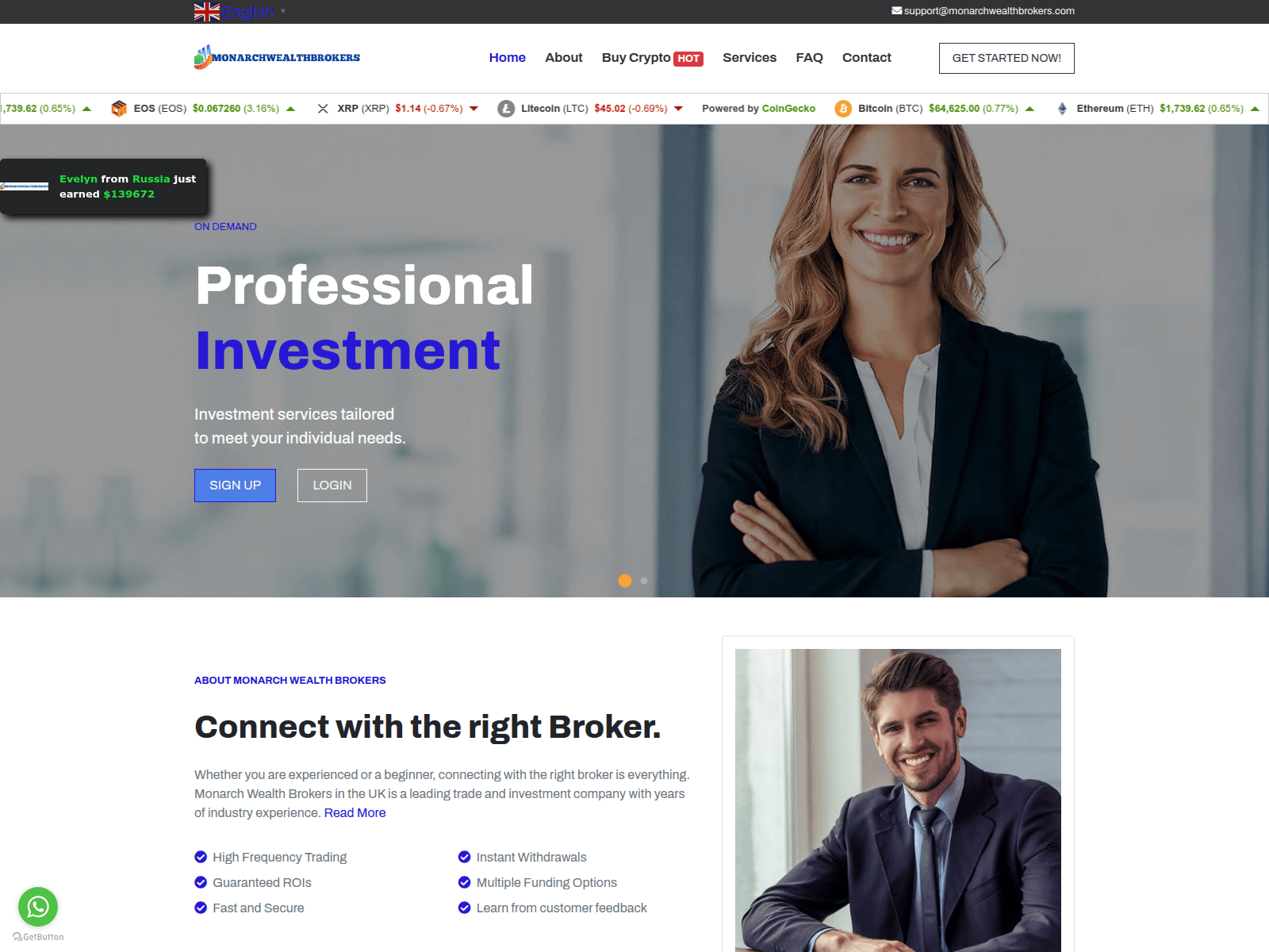 Screenshot of monarchwealthbrokers.com