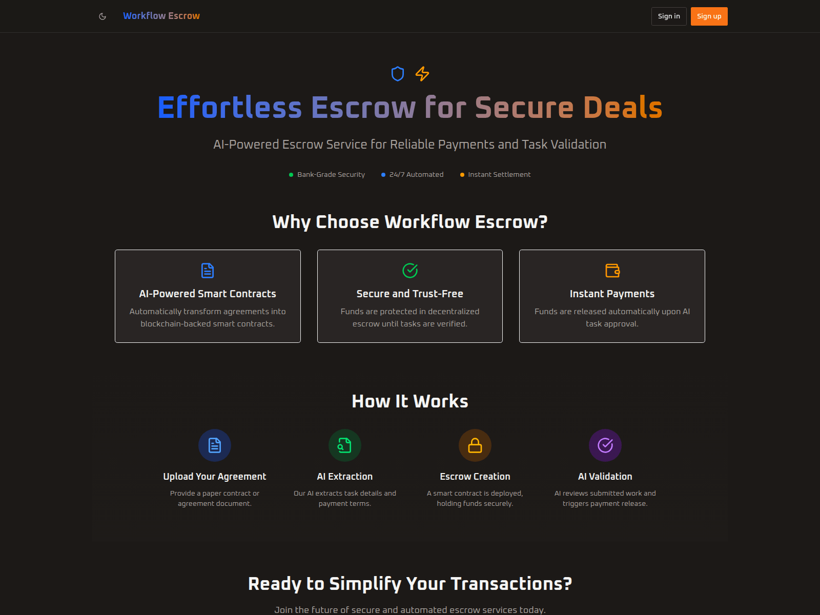 Screenshot of arc-escrow-phi.vercel.app