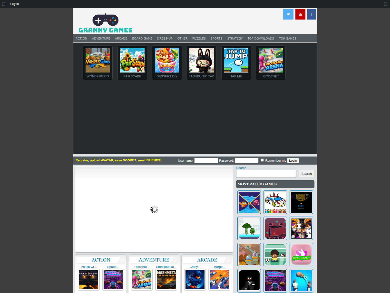 Screenshot of grannygames.net