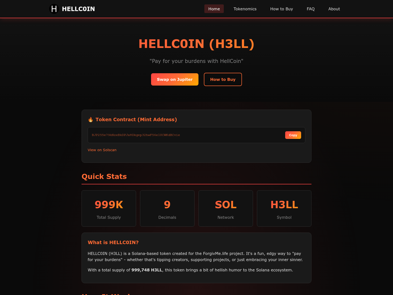 Screenshot of h3llcoin.com