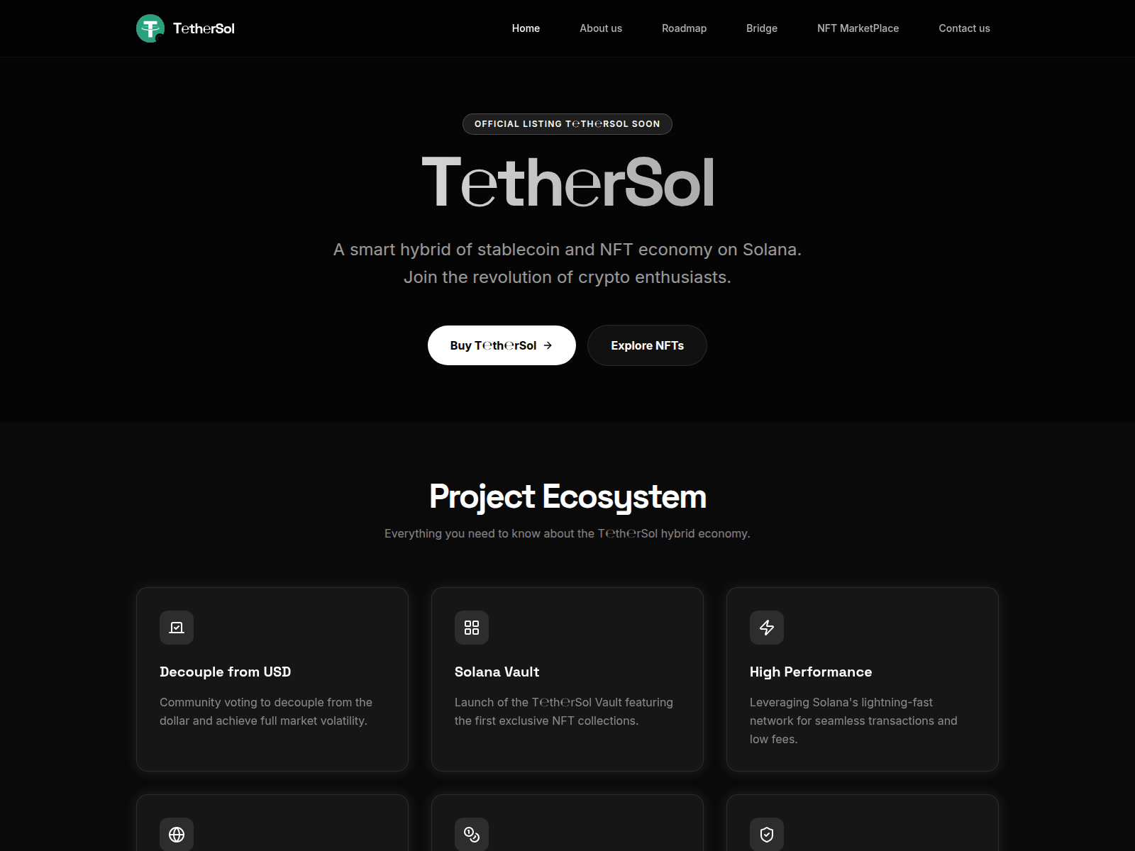 Screenshot of tethersol.xyz