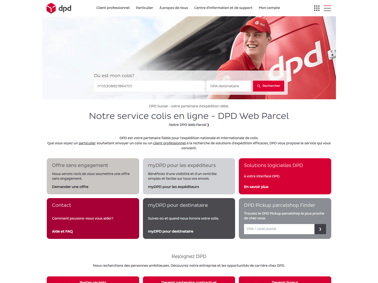 Screenshot of dpdsuivicolisschweiz.vercel.app