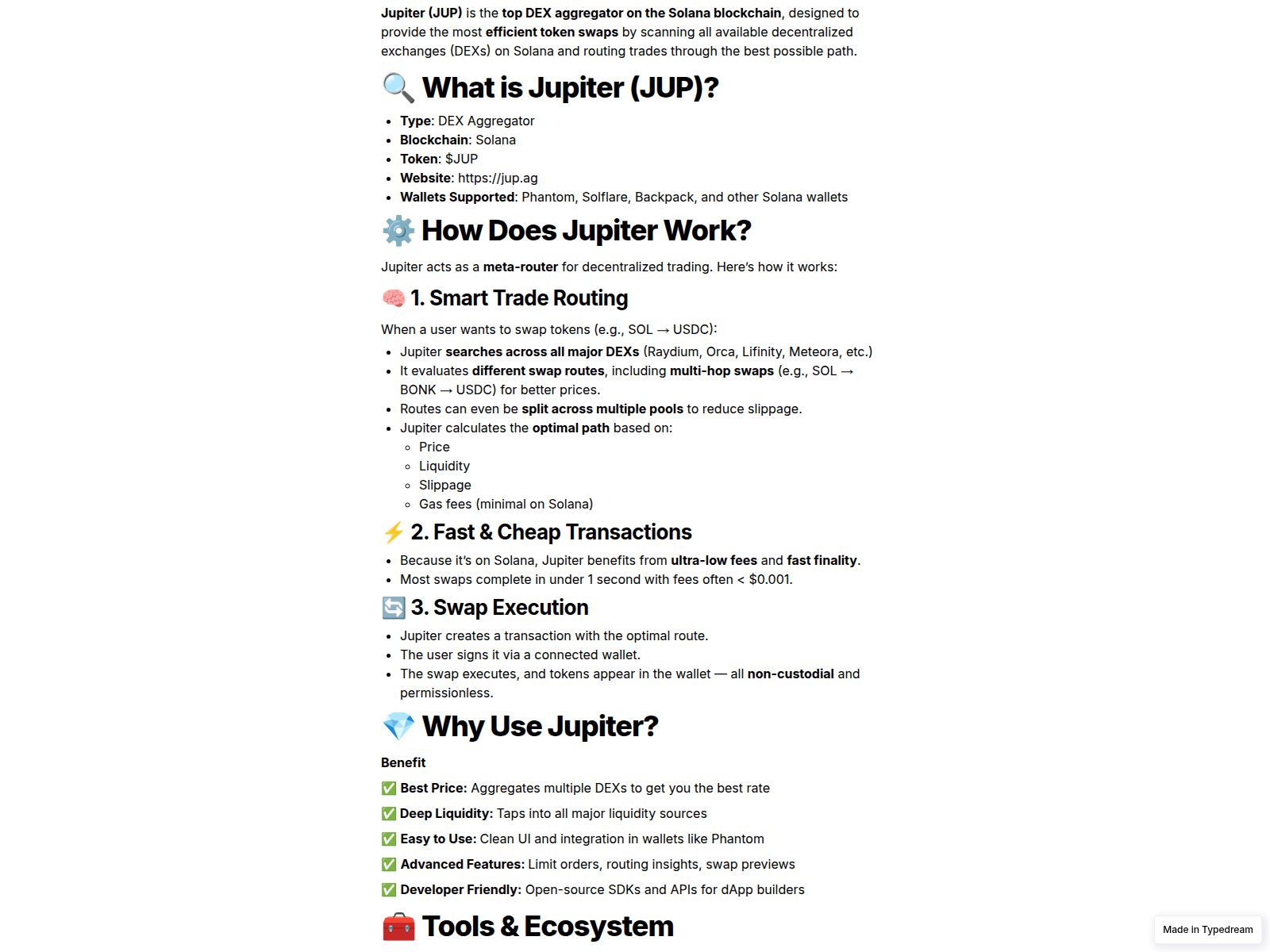 Screenshot of jupag-dex.typedream.app