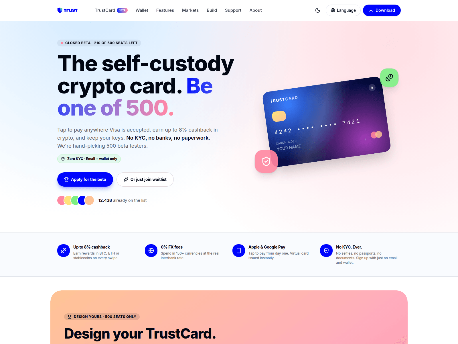 Screenshot of gettrustcard.com