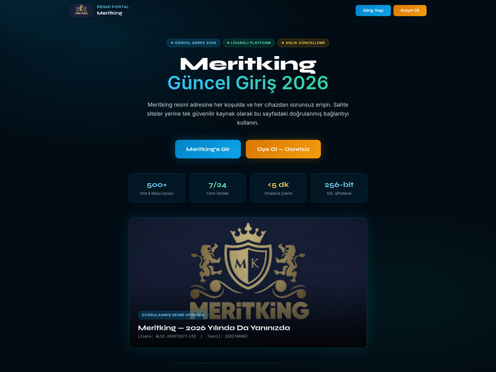 Screenshot of tr.meritkingelite.vip