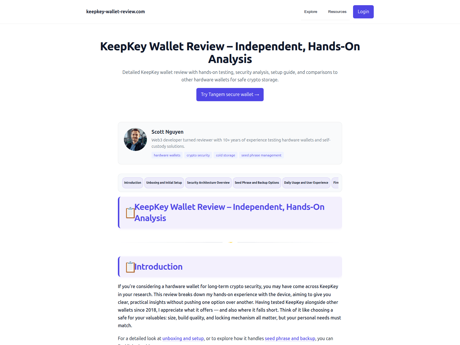 Screenshot of keepkey-wallet-review.com