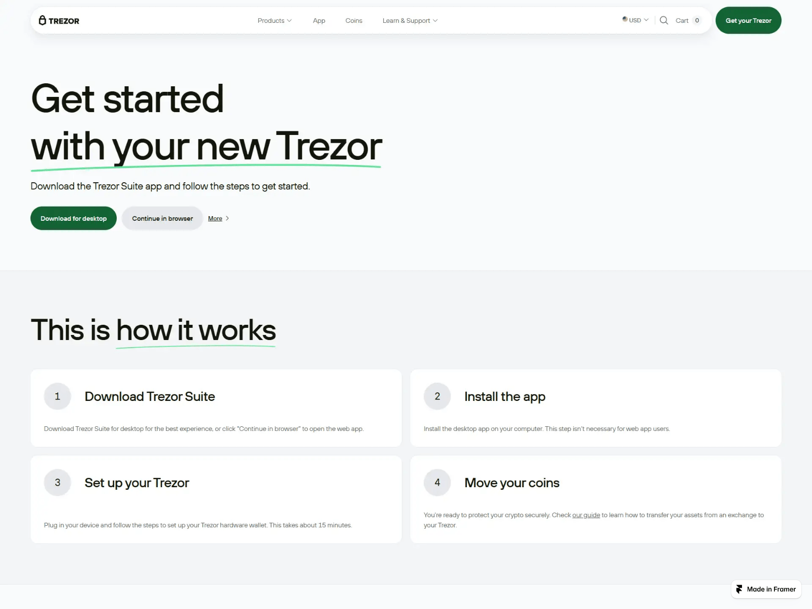Screenshot of started-trezeer-io-secure.framer.ai