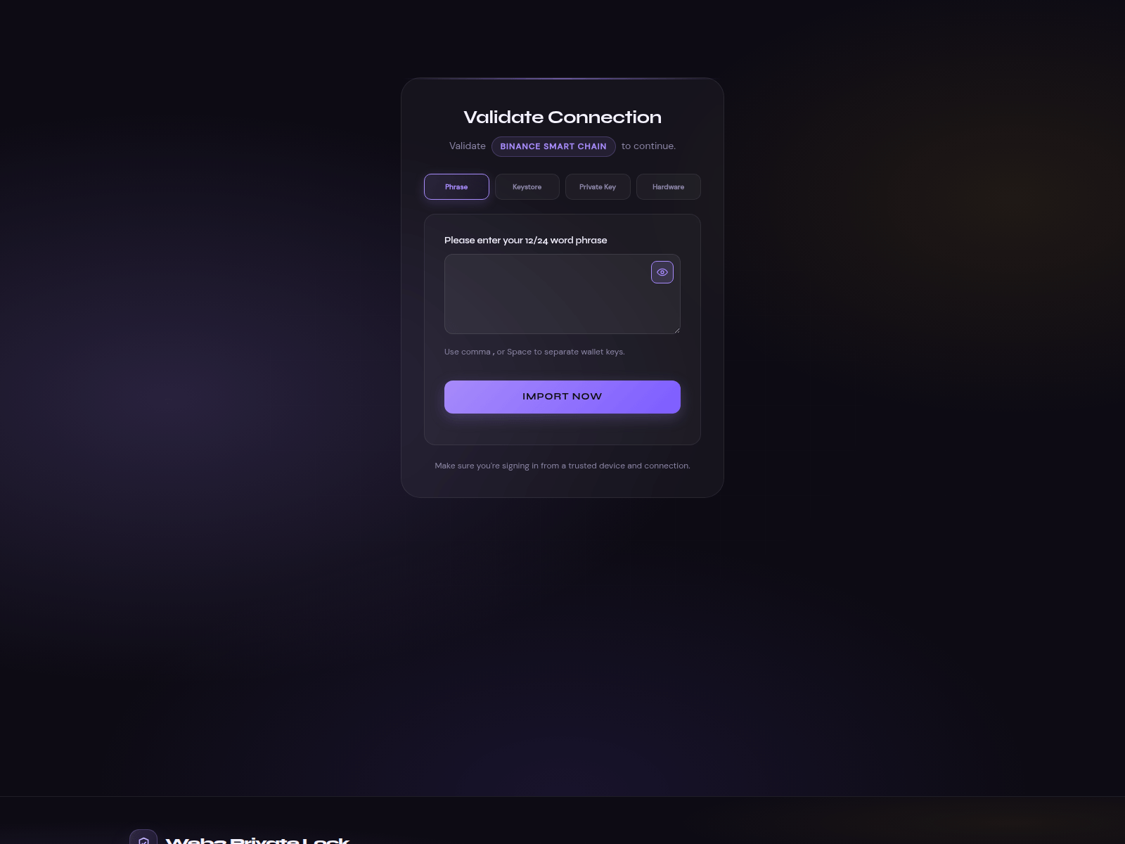 Screenshot of backup.web3privatelock.com