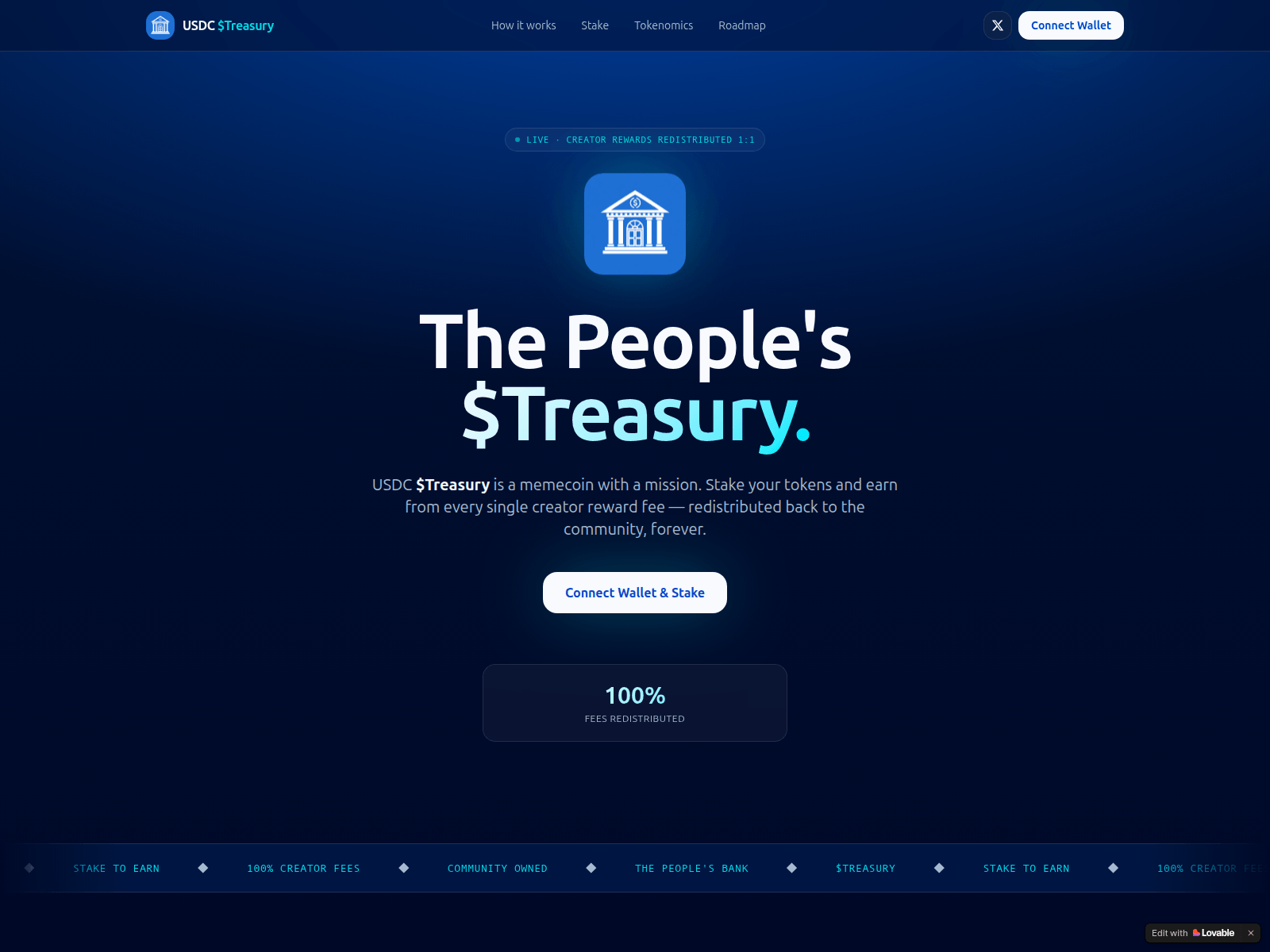 Screenshot of treasuryusdc.com