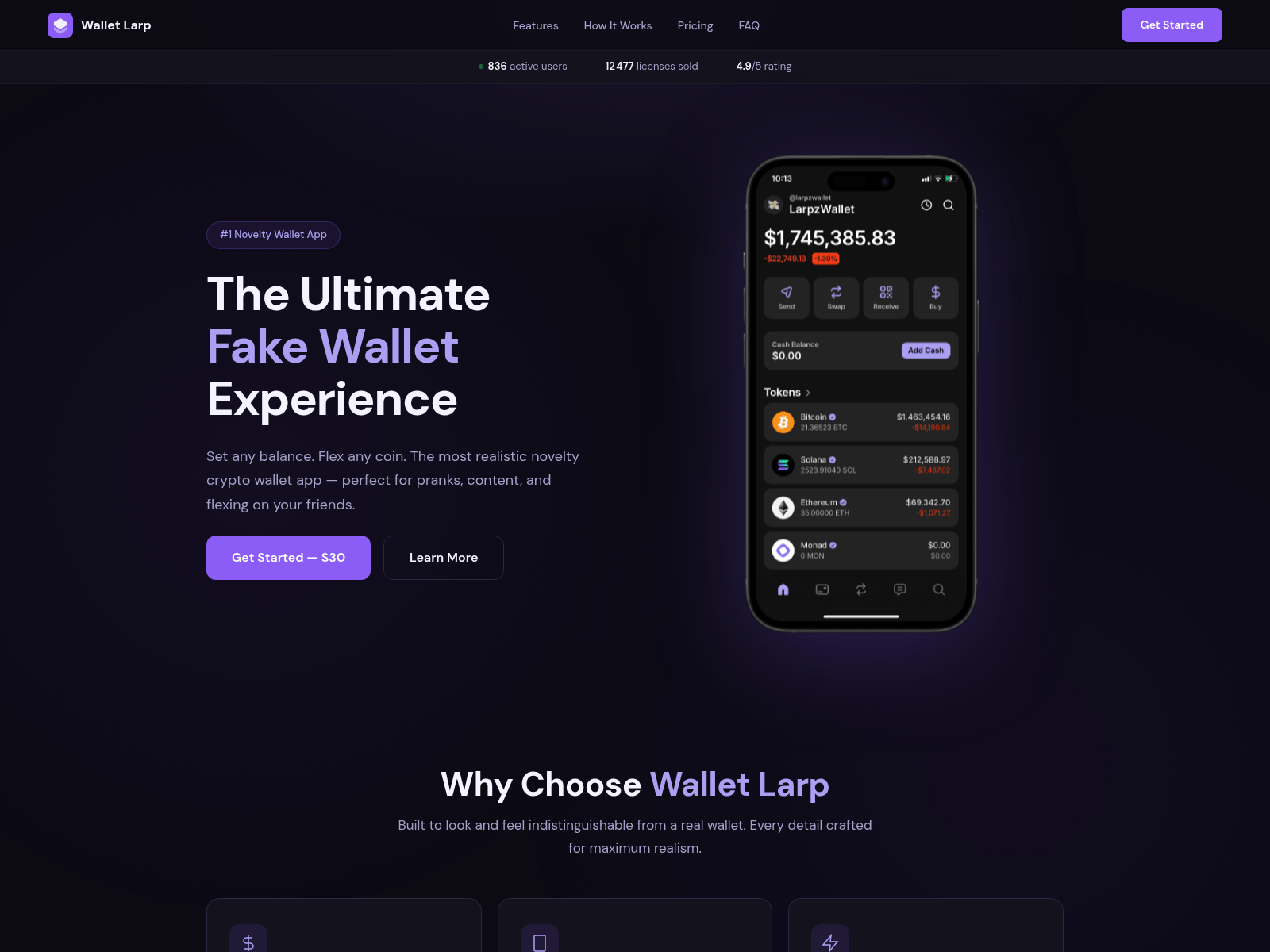 Screenshot of walletlarp.com