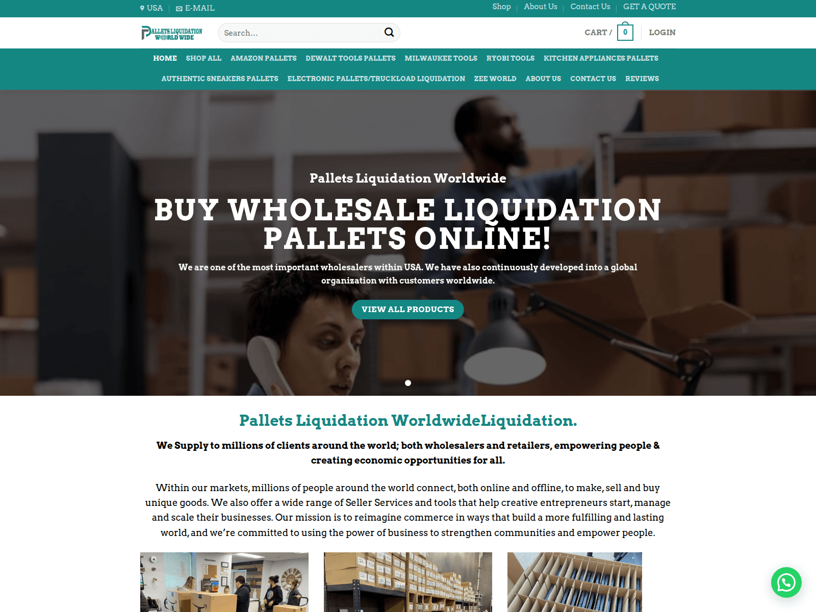 Screenshot of palletsliquidationworldwide.com