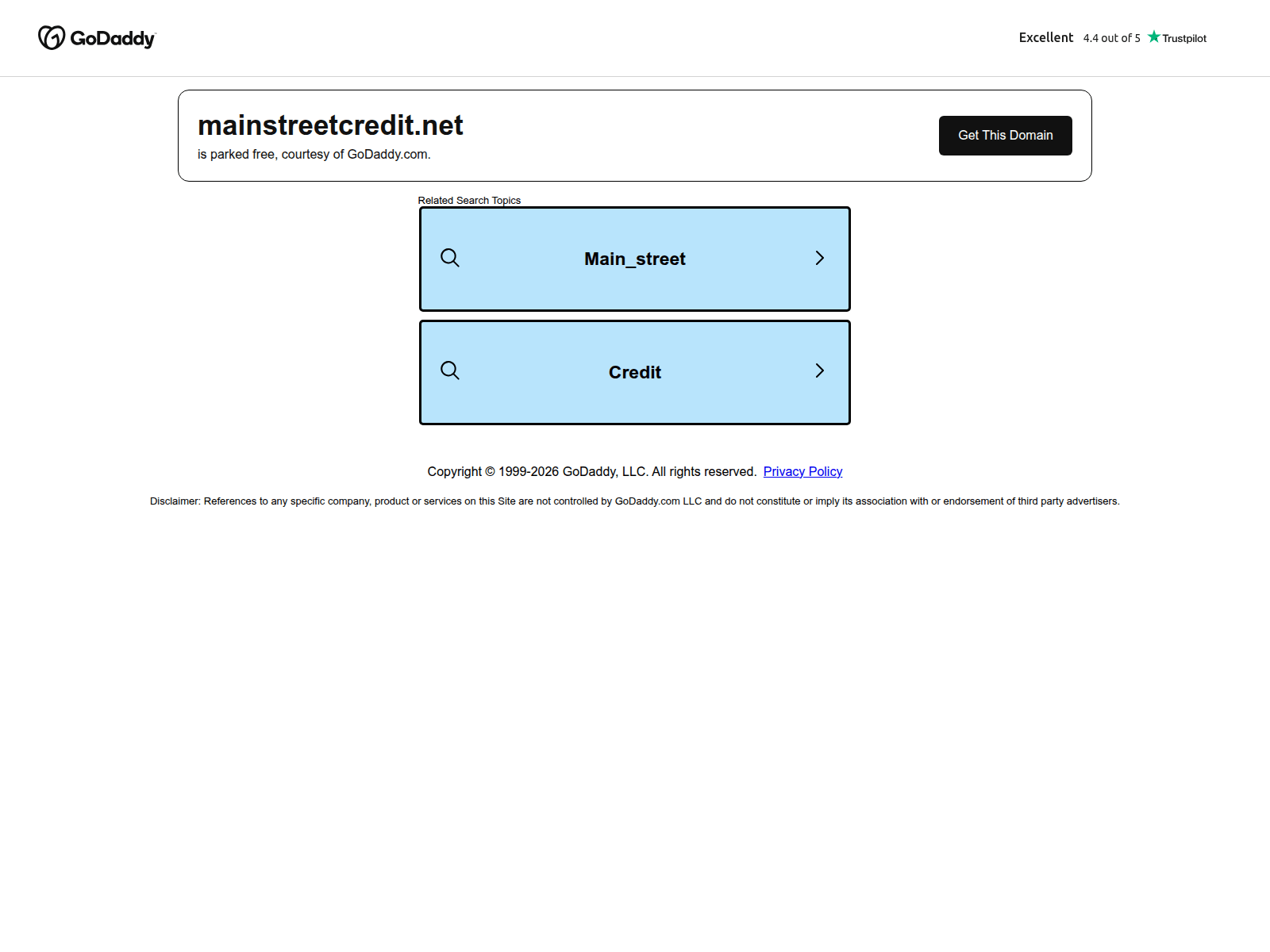 Знімок екрана mainstreetcredit.net