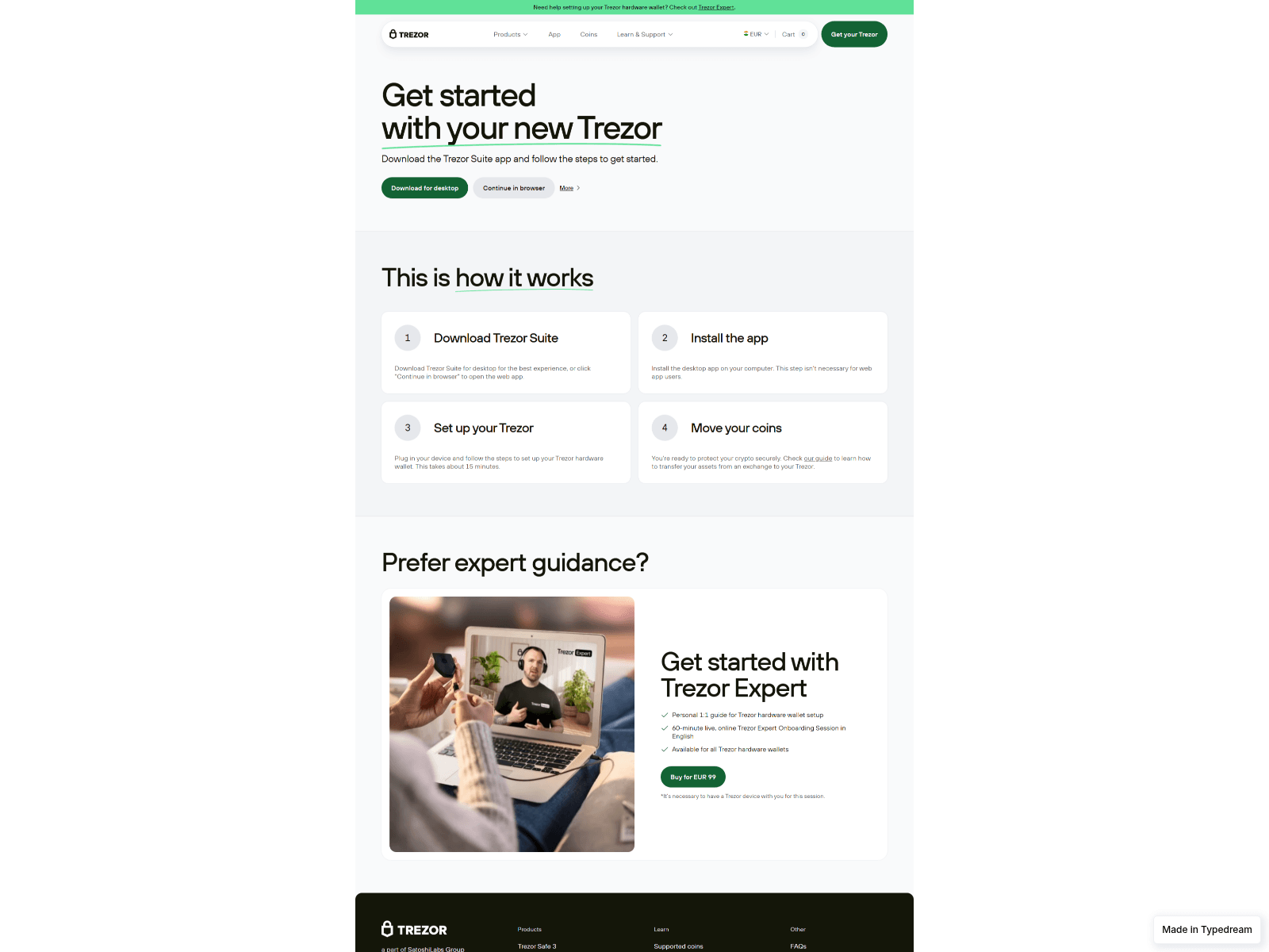Screenshot of helps-trezoru-login.typedream.app